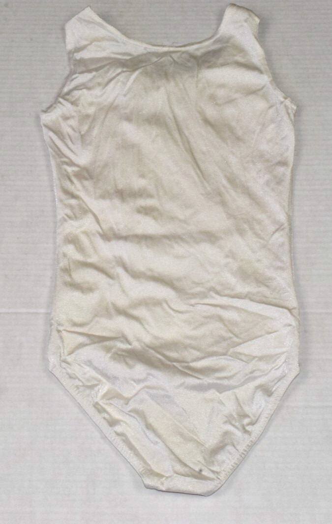 Vintage Leotard Costume Gallery Size XS 80s Shimmery White Stretch Made USA