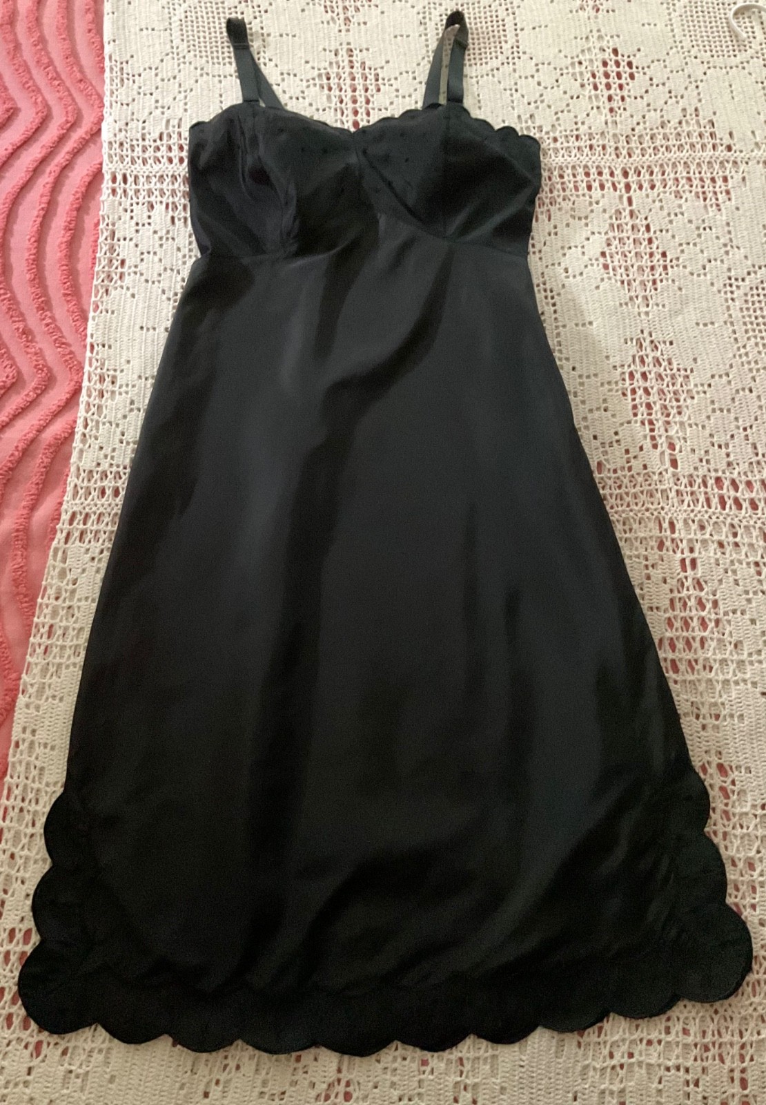 VTG BARBIZON TAFFETA BLEND 'TAFREDDA’ 'CANDIE’ SZ 9 BLACK FULL SLIP MINT UNWORN