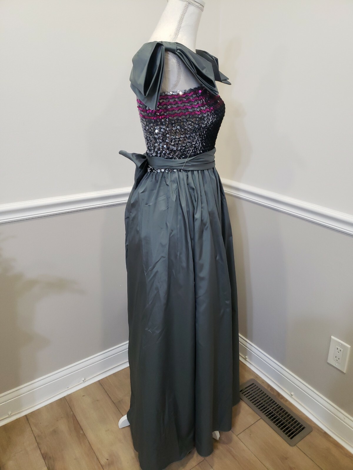 Vintage’80 Sequins Corset /Taffeta Prom Formal Dress S