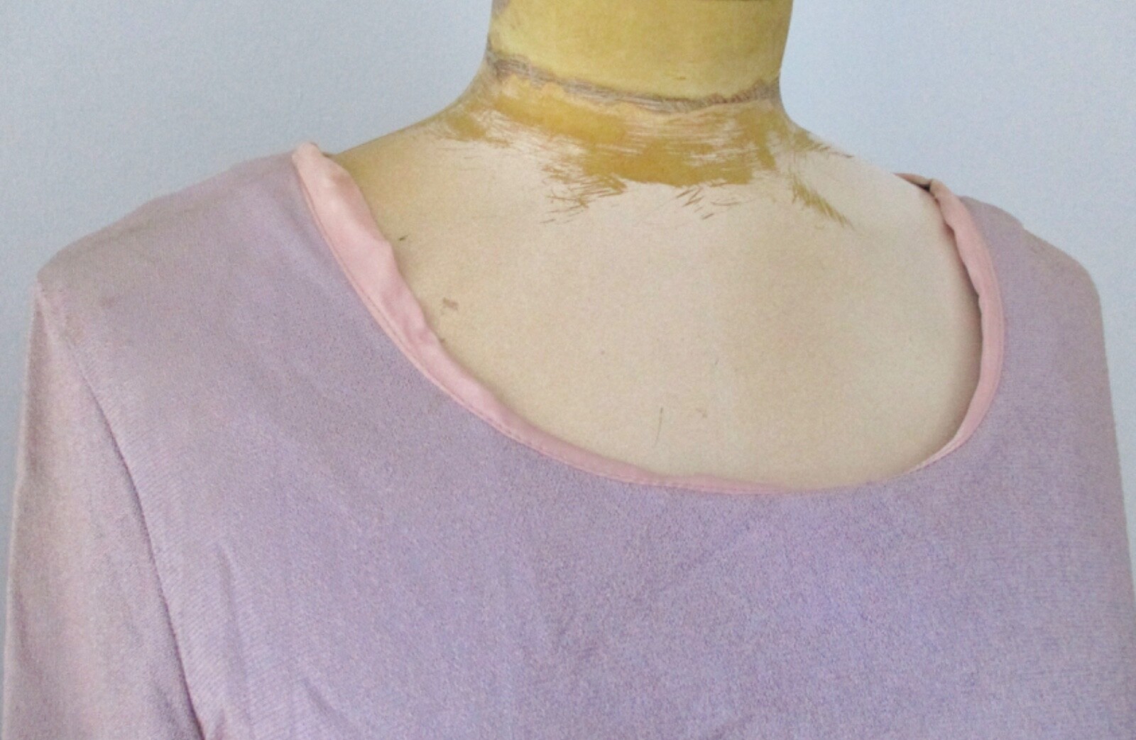 Vtg 70s purple pink diamond sparkly ribbon trim silky knit hostess maxi dress 14