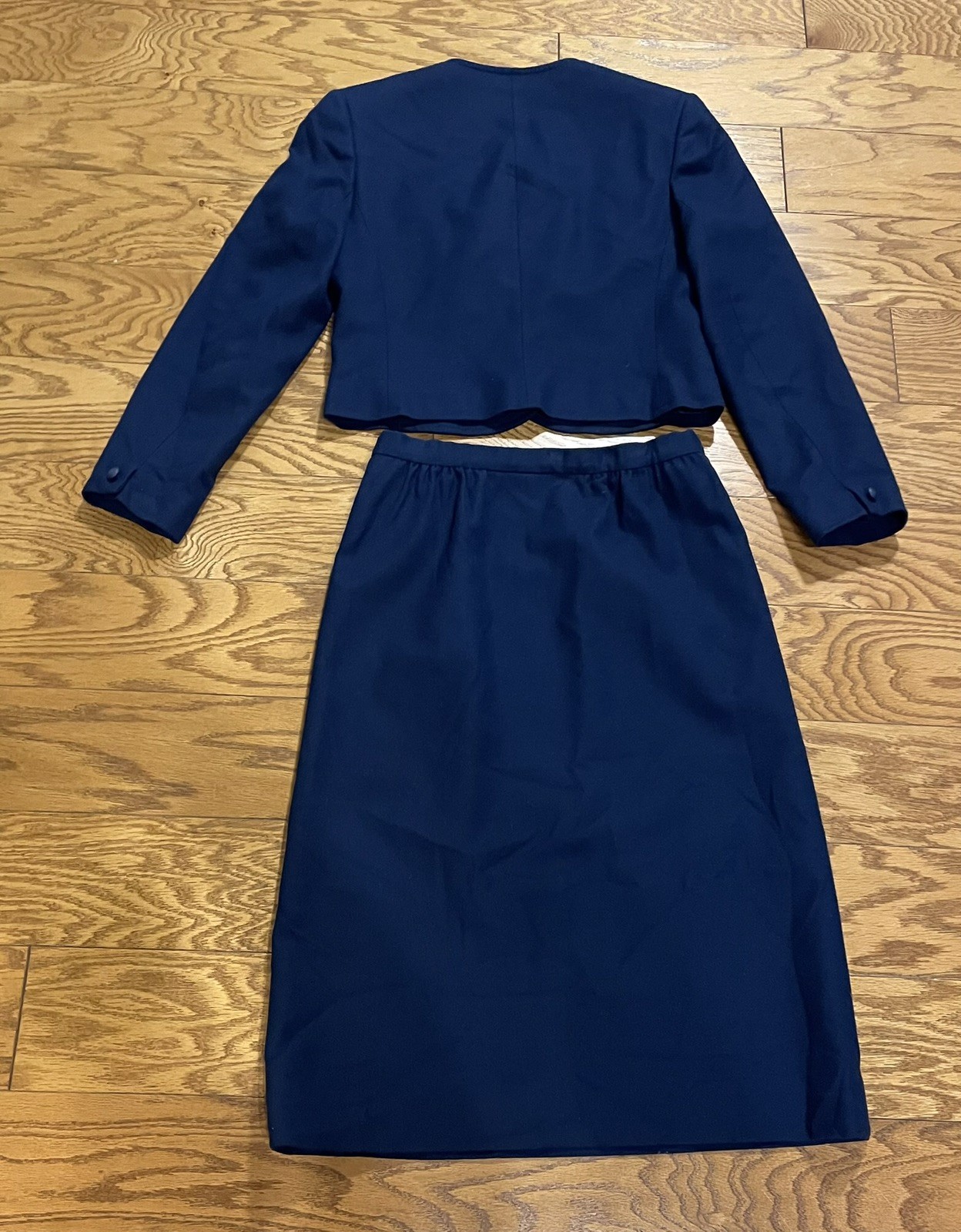 Vintage Pendleton Classic Suit Blazer Skirt Set Size 8 100% Virgin Wool Navy