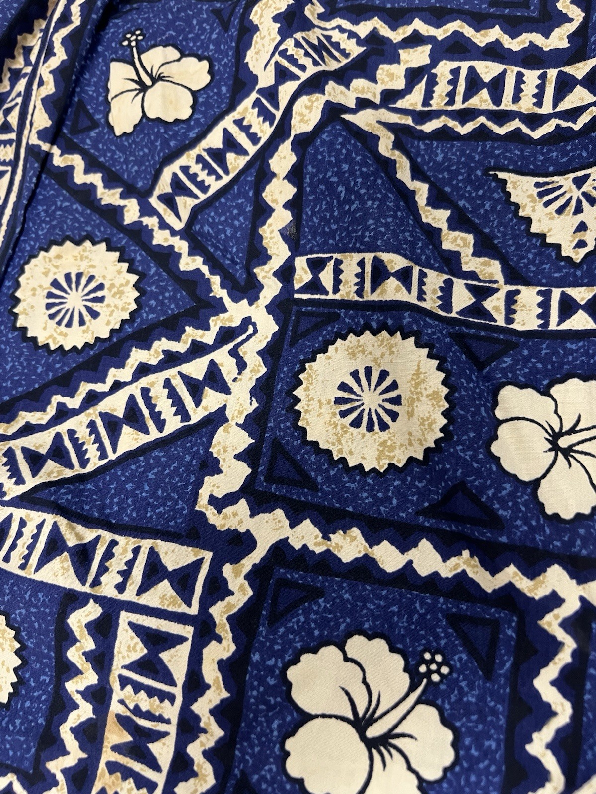 vintage ui-maikai dress hawaiian mumu XL blue Rn 26300 100% Cotton