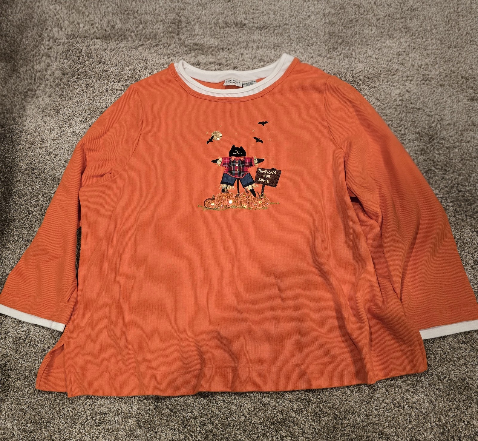 Vtg Women’s White Stag Halloween Fall Scarecrow Sweater Shirt Size 3x 22w-24w