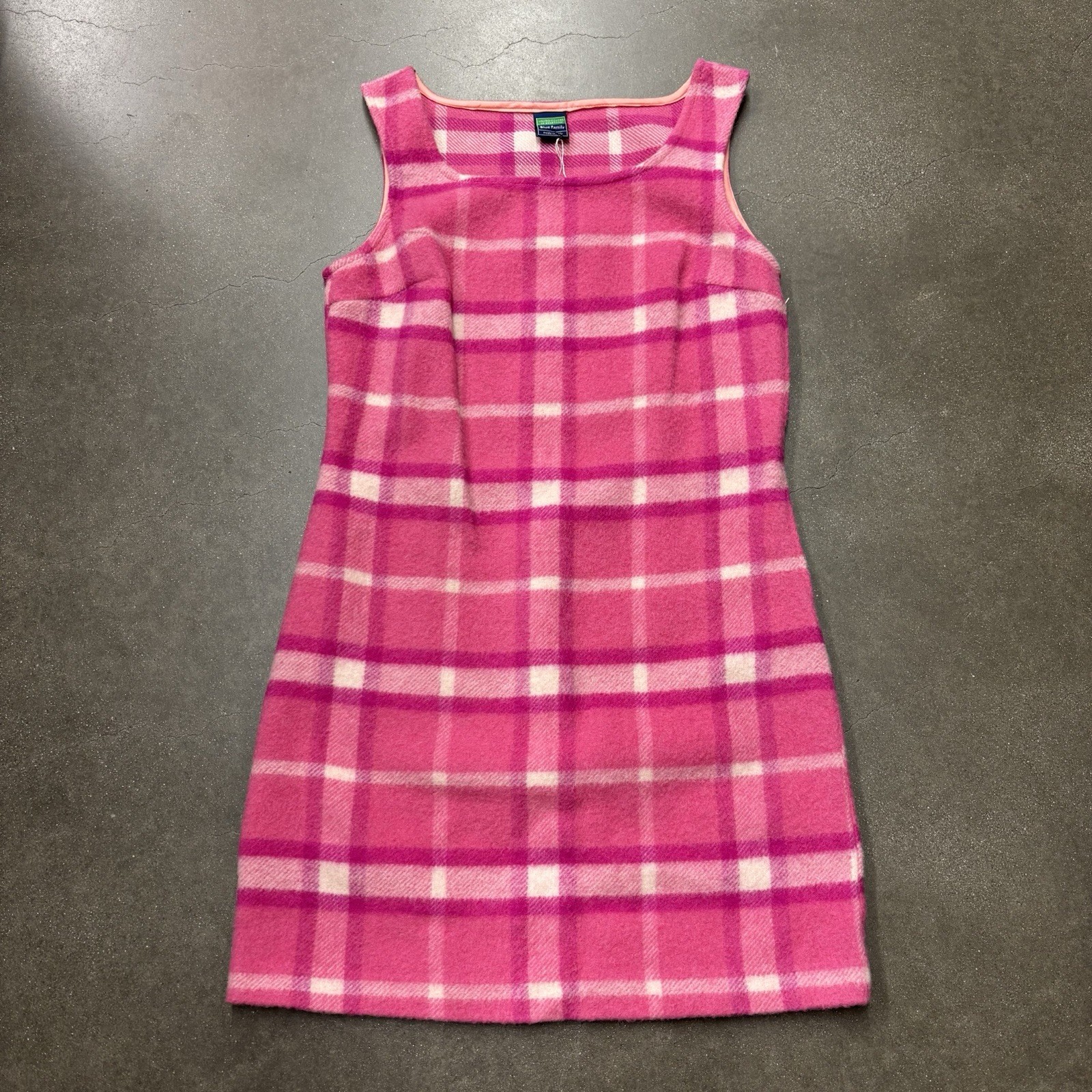 Vintage United Colors Of Benetton Blue Family Pink Plaid Dress