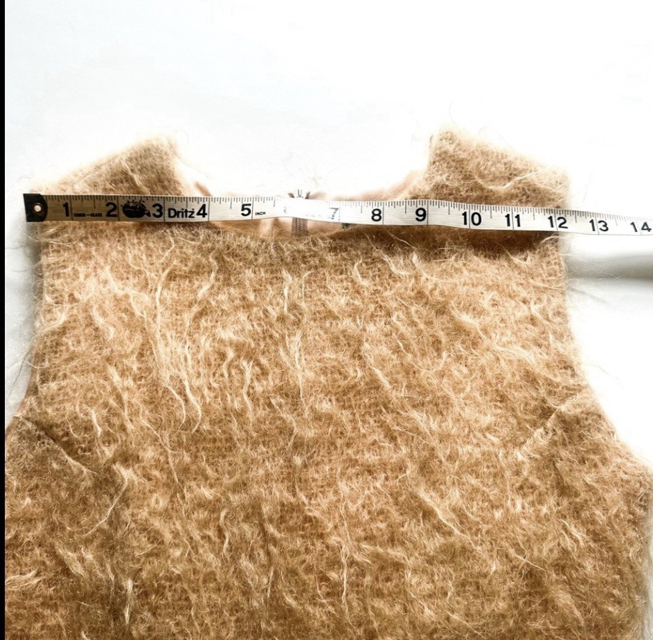 Plein Sud Rare Vintage Fuzzy Mohair/Wool Cream Sheath Dress F 36 US 4 Lined