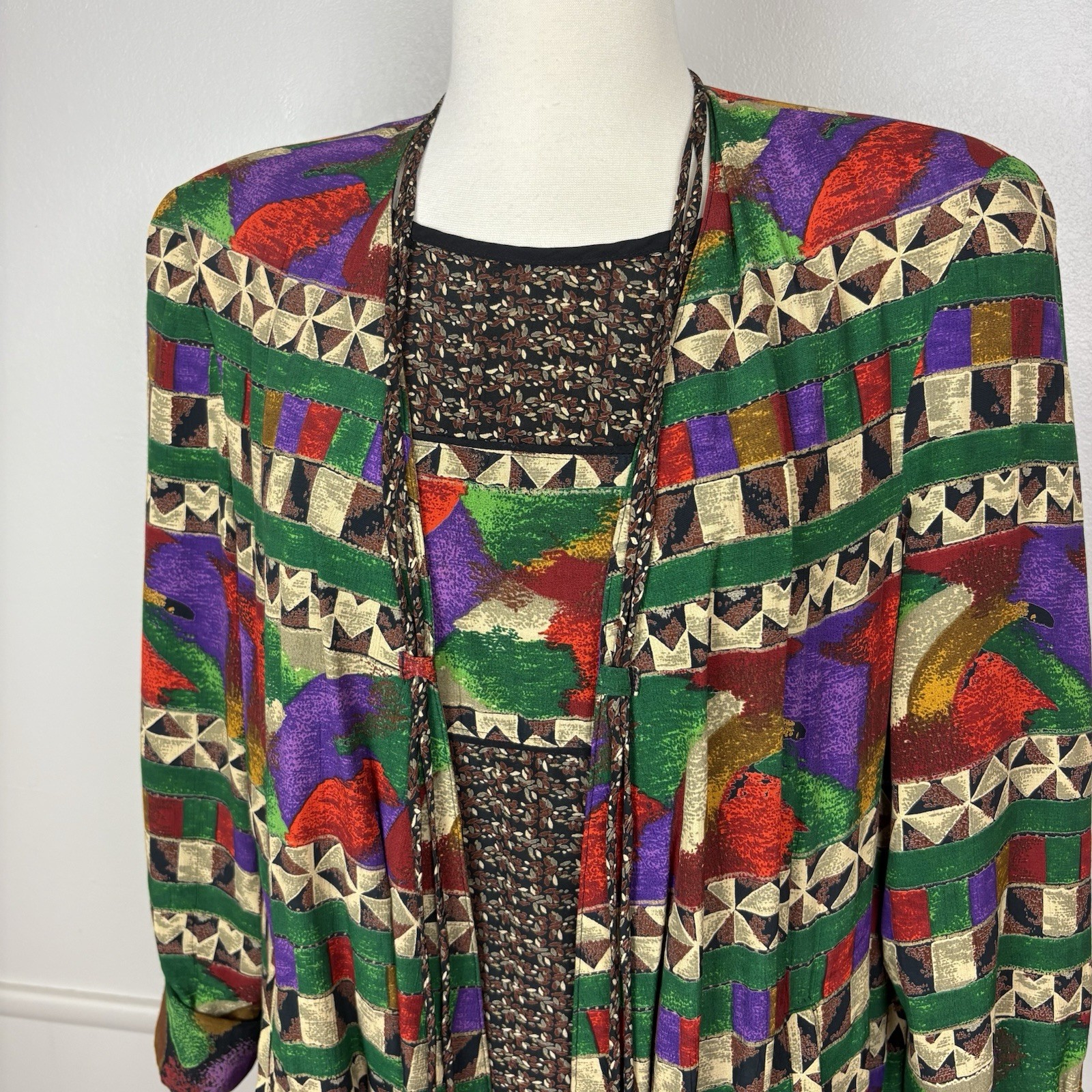 Dorothy Schoelen Platinum Vintage Jacket & Blouse Size P(Small) Abstract Print