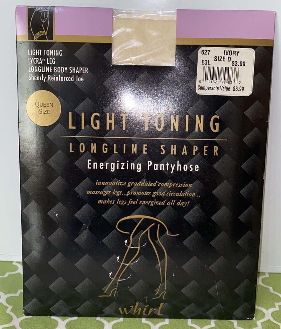 Vintage Whirl Light Toning Longline Body Shaper Pantyhose Size D Ivory
