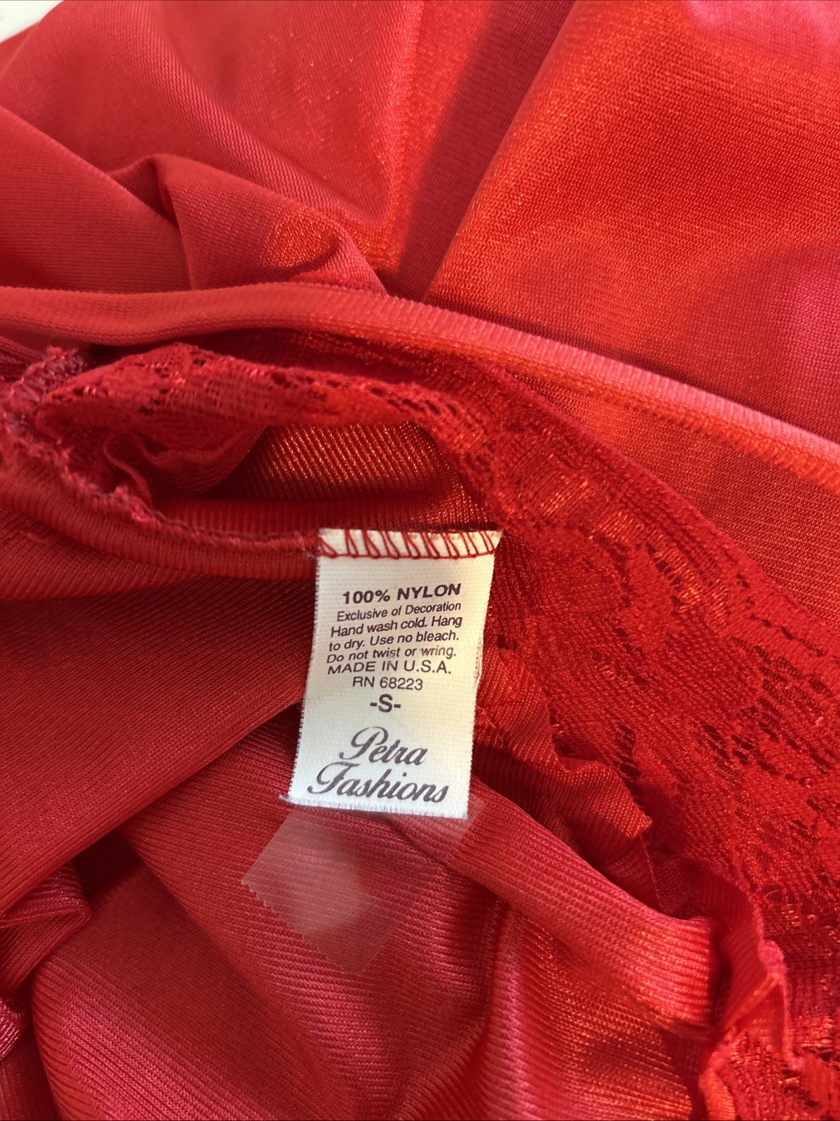 Petra Fashion Vintage Baby Doll Night Gown Chemise Red Size Small
