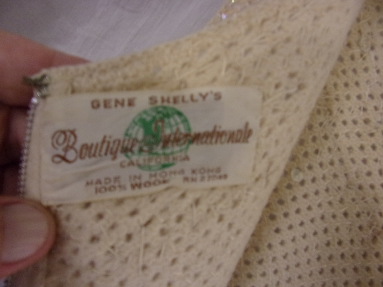 Gene Shelly’s Boutique Internationale Dress Ivory Crystal Cocktail Dress S/ M