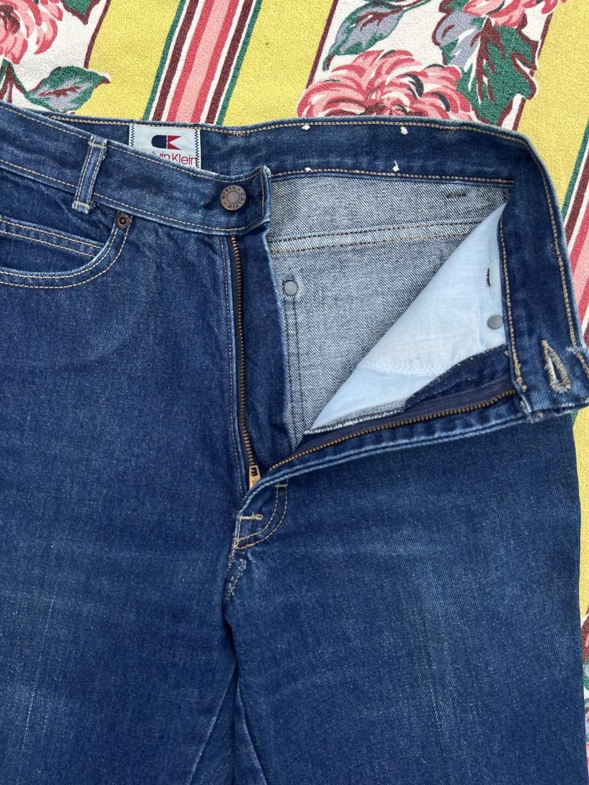 Vintage 80s Calvin Klein Jeans Dark Wash High Rise Straight Leg Fitted Narrow
