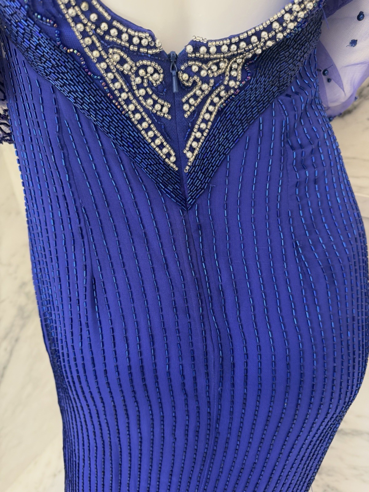 Vintage Nina Canacci Beaded Royal Blue Evening Gown Dress Size 6 Formal NWT