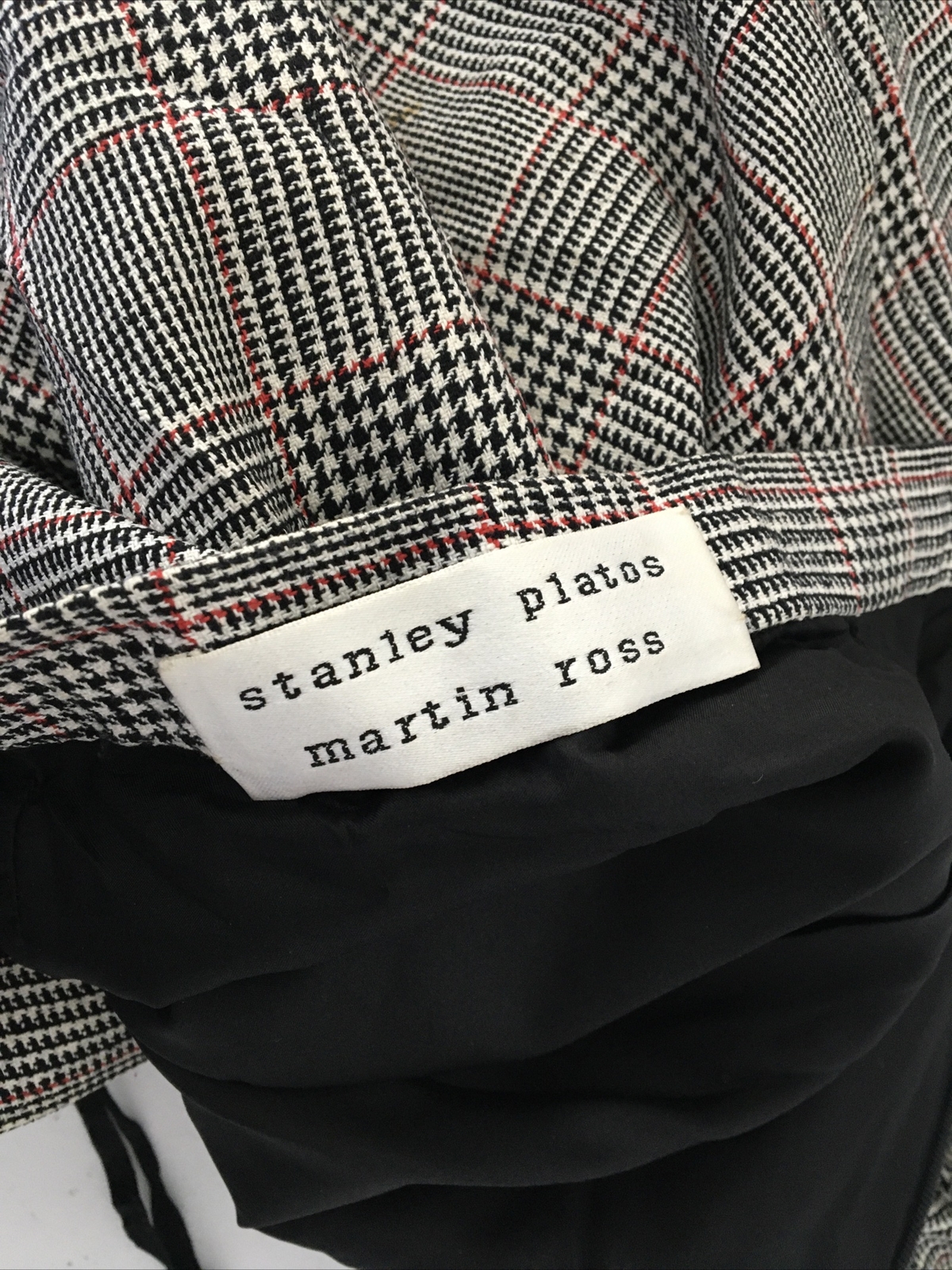 Vintage 80s Stanley Platos Martin Ross Sz 10 Plaid Black Skirt Suit MOD Retro