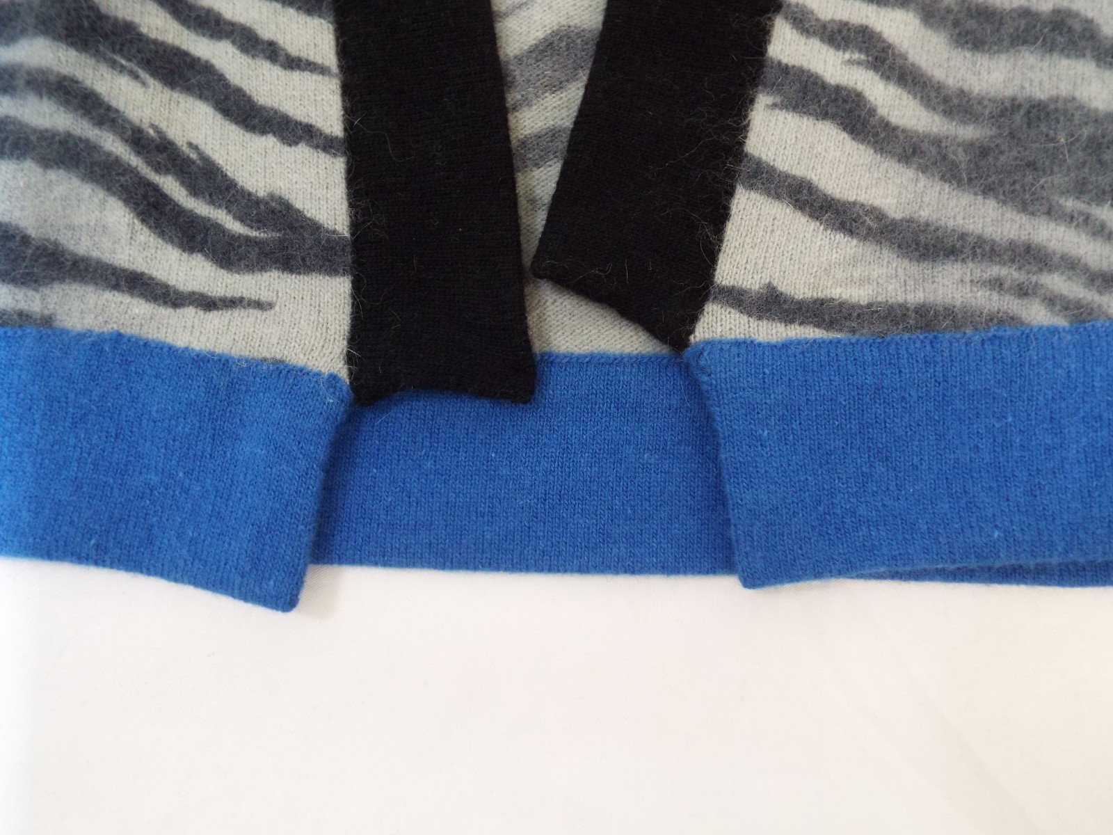 Vintage 1980s KENZO Sweater & Skirt Lambswool Angora Gray Animal Print Blue
