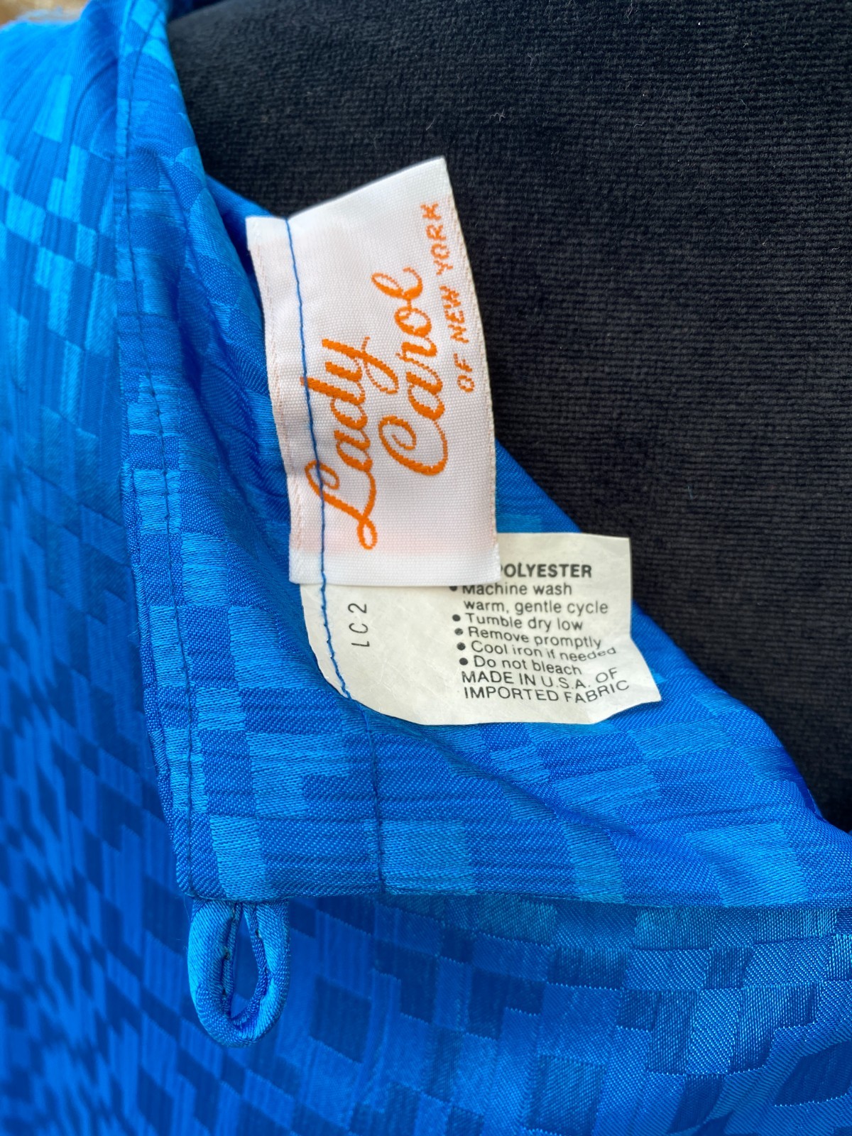 Vintage Lady Carol of New York Blue Dress Drop waist Pleated Skirt XL 70s