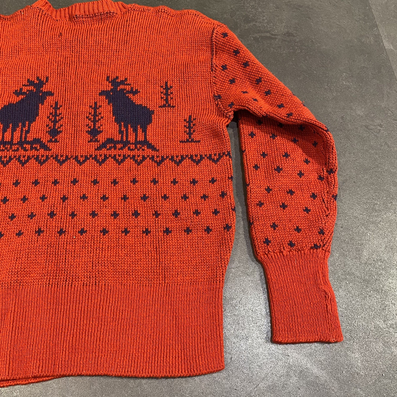 Vintage 1950s Puritan Nordic Reindeer Deer Wool Pullover Sweater Novelty S