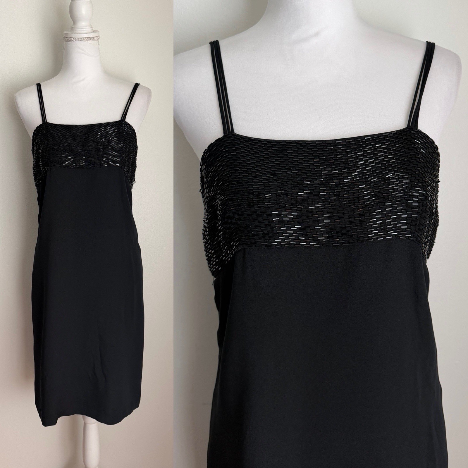 Vintage Linda Allard For Ellen Tracy Shift Little Black Dress, Silk, Size 4