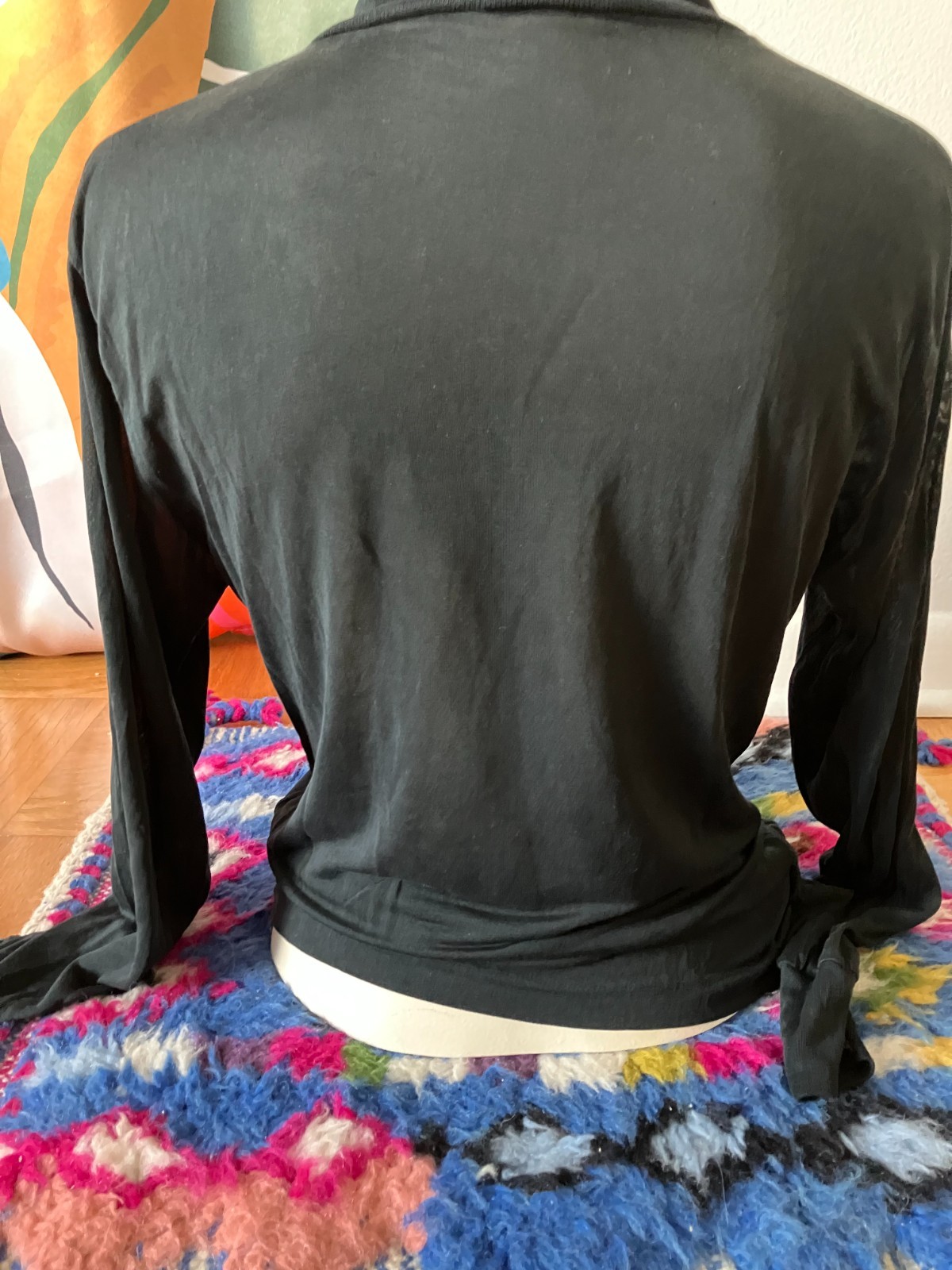 Vintage Lands’ End Silk Base Layer Shirt Women’s M Black Turtleneck Lightweight