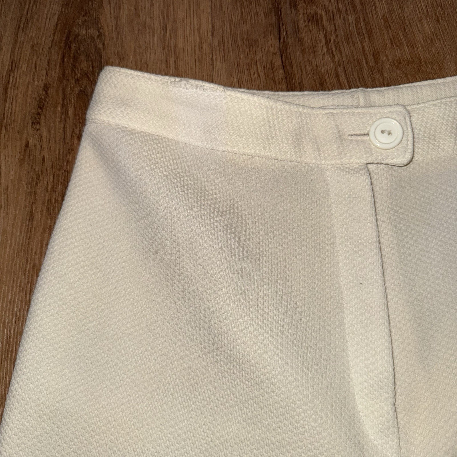 Vtg Bell Bottom Pants Womens 27 27 Loubella 60s 70s Polyester Disco Hippie Cream