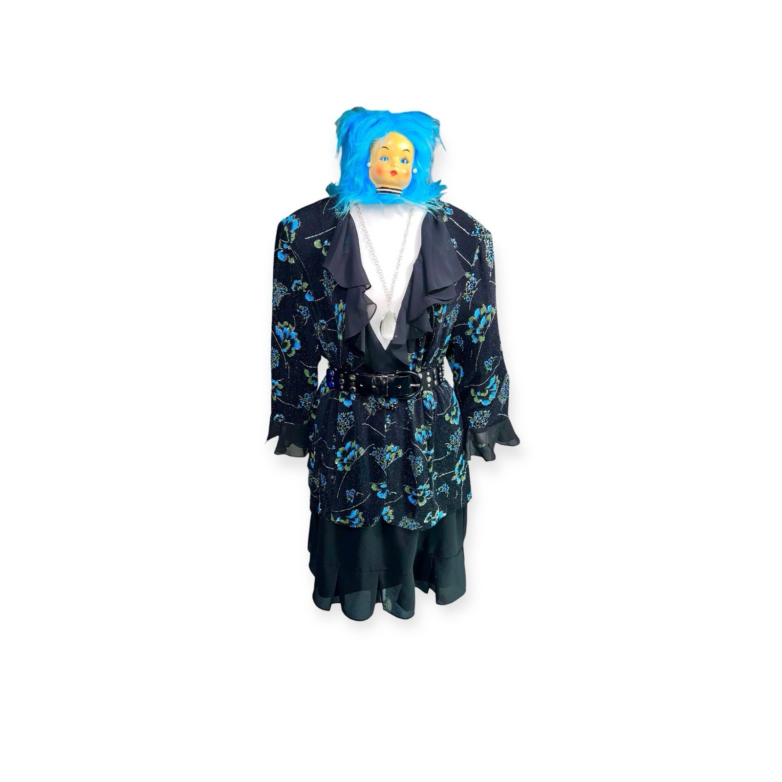 VTG GLITTER RUFFLE FLORAL JACKET WHIMSIGOTH GOTH WITCH WHIMSICAL FAIRY 2X NWT