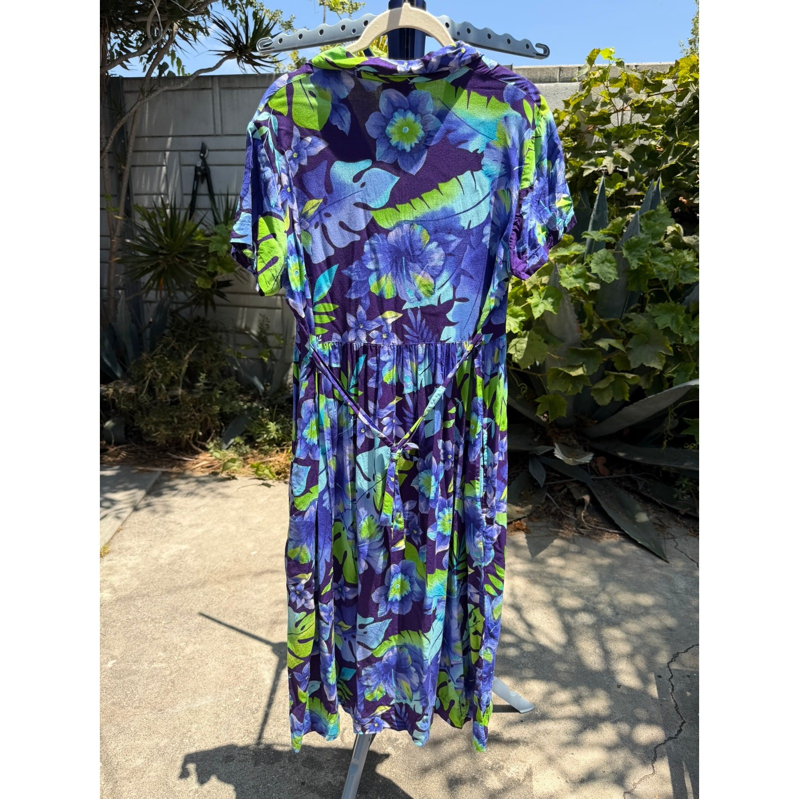 Vintage 90s House Empire Dress Medium Purple Botanical Jennifer Moore