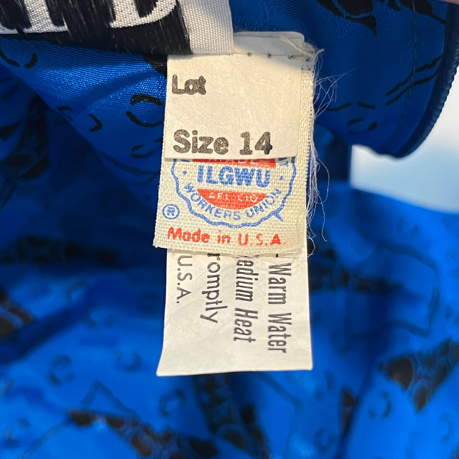 80s VLP Petites Blue Abstract Secretary Dress Elastic Waist Union Tag Vintage 14