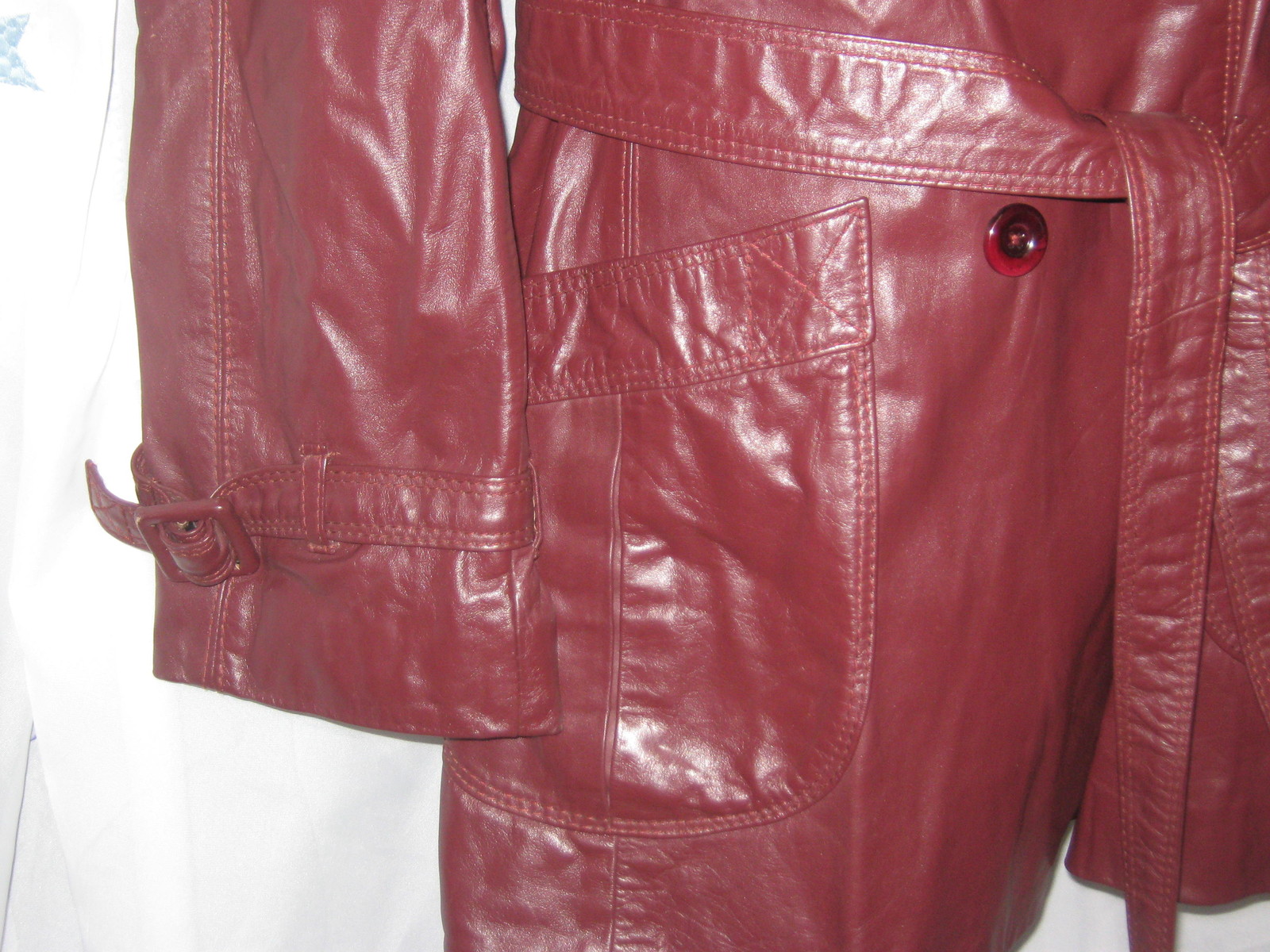 Stylish Vintage TFC Burgundy Leather Coat/Jacket Size 10 #CL15