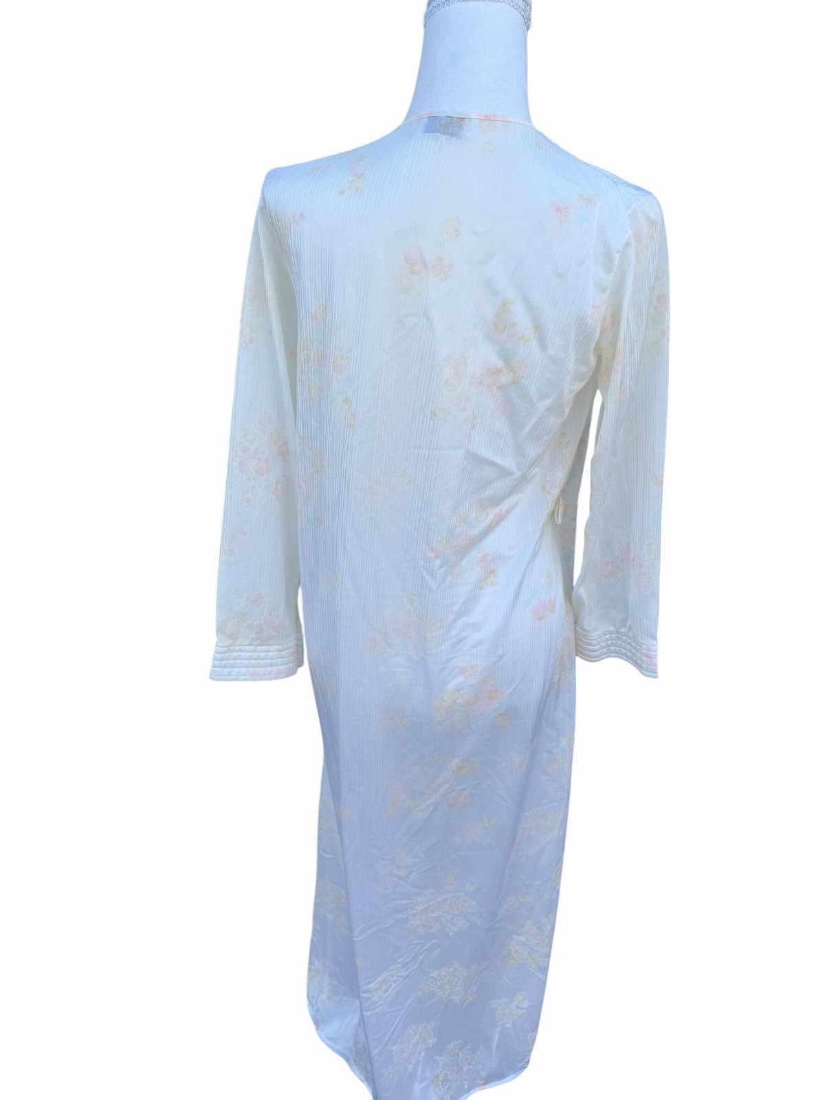 Vintage 80s Rikki New York Robe Womens M Floral Nylon Midi Sleep Gown USA
