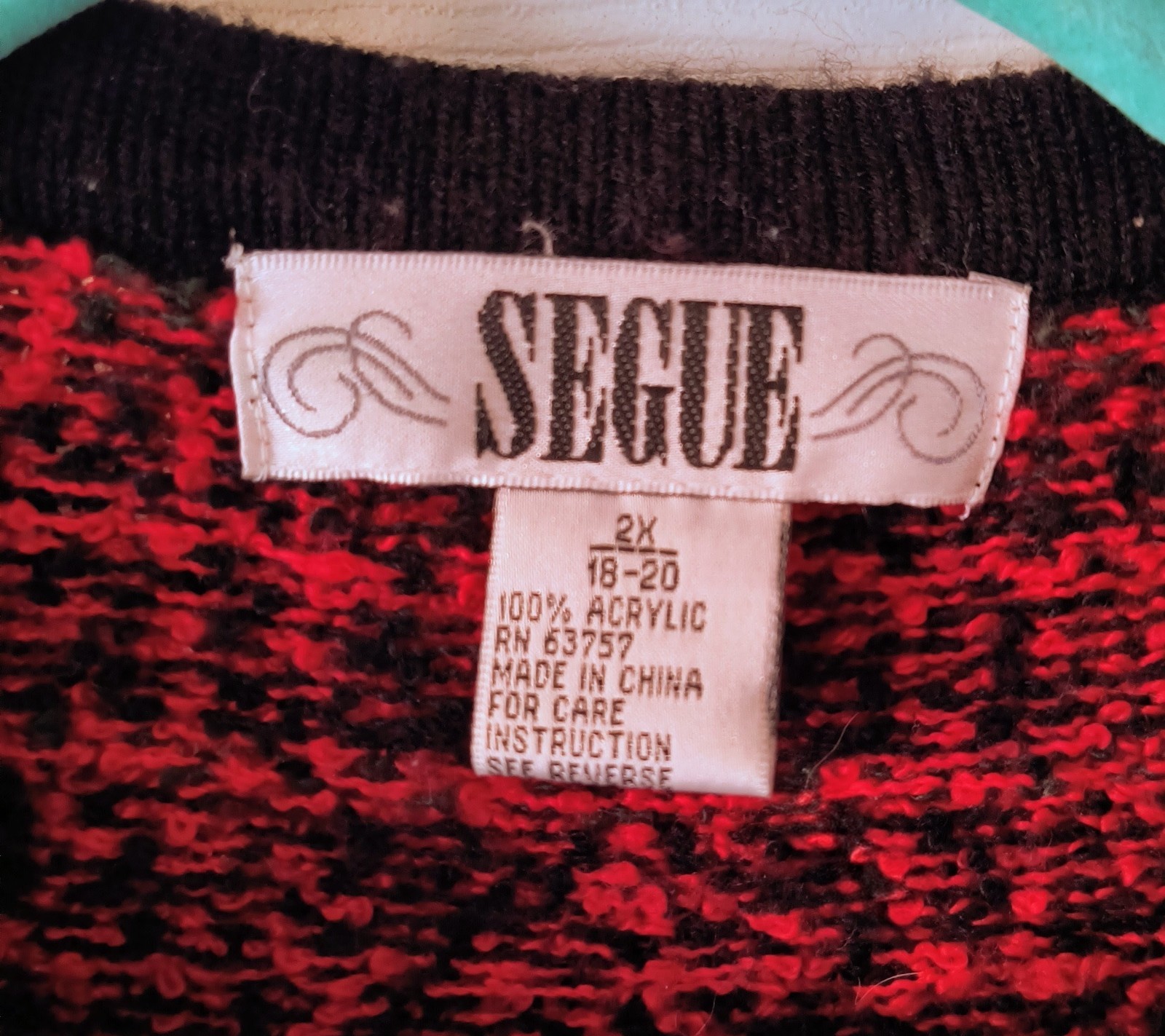 Vintage Plaid Segue Sweater Size 2X Red Green Black And Gold