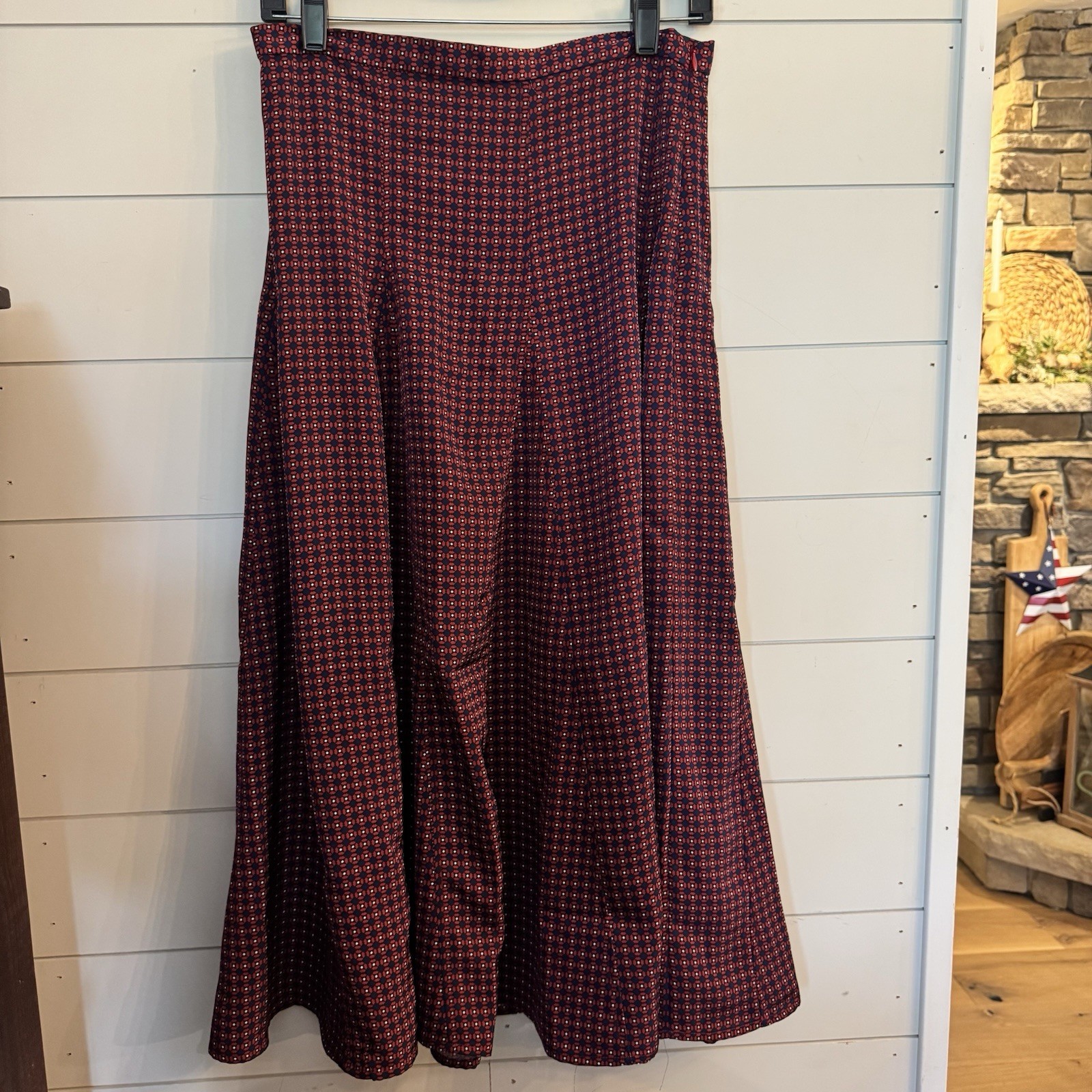 Banana Republic Retro Red/white & Blue Maxi Swing Skirt Size 8 Petite
