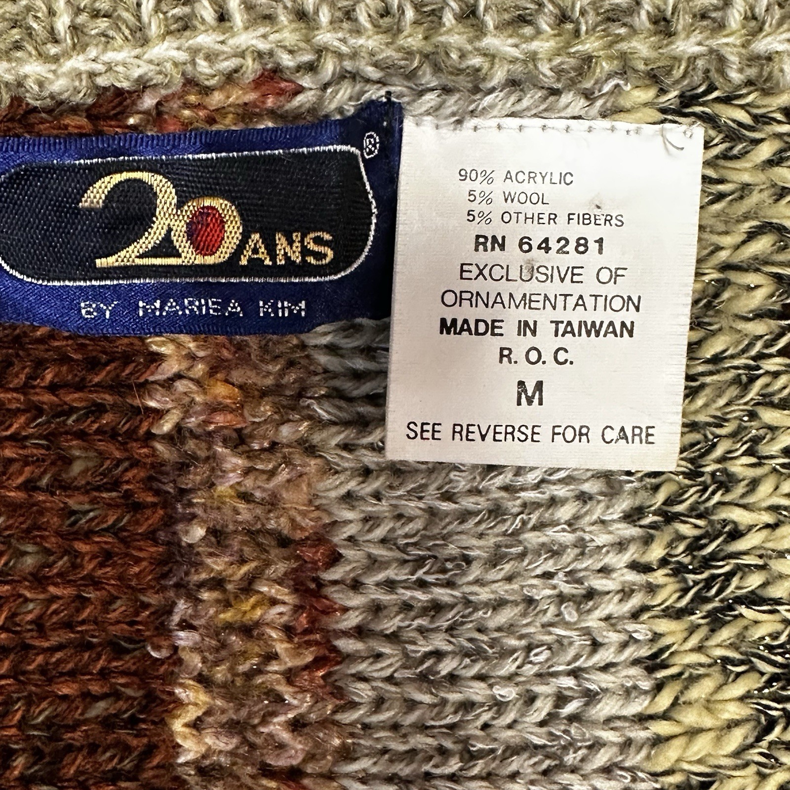 Vintage 80s 20 ANS Mariea Kim Sweater Women M Abstract Metallic Knit Coogi Style