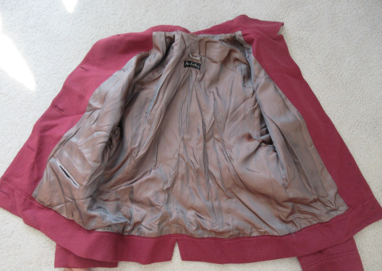 Ann Freedberg CHANTAL Women Size 6 Short Jacket Maroon Wool Poly Cashmere Blend