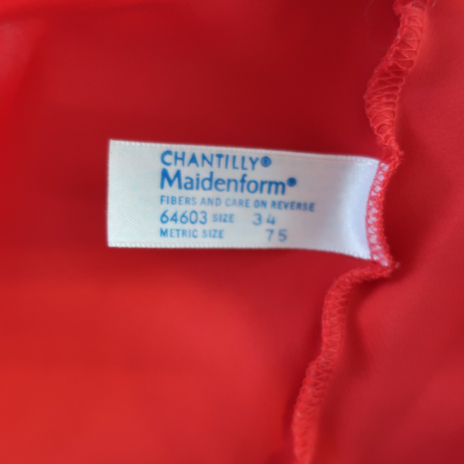Chantilly Maidenform Size 34 / Small Camisole Slip Red Lace Keyhole Vintage