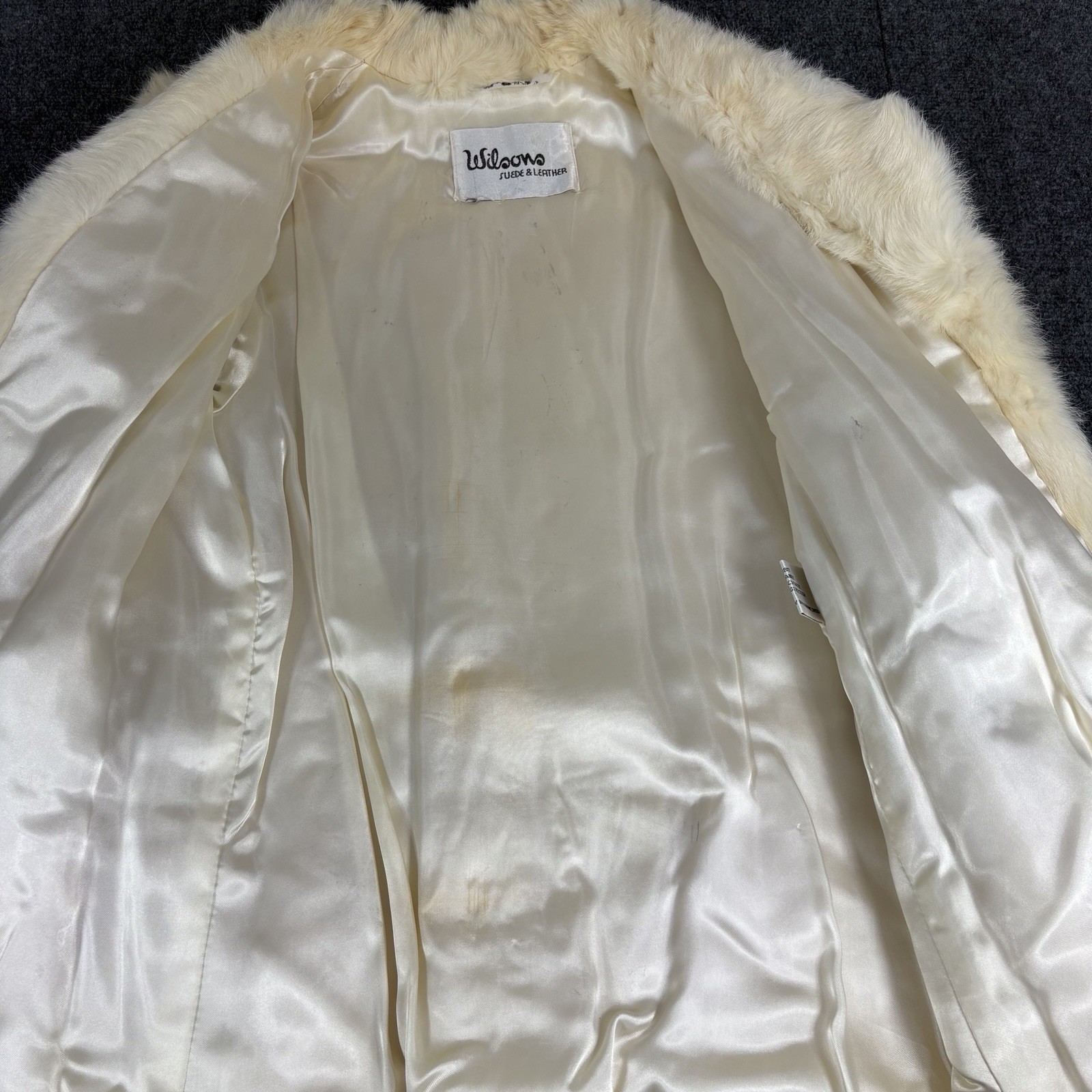 Vintage Wilsons Leather Belted Rabbit Fur Jacket Large Genuine Fur Coat And Hat