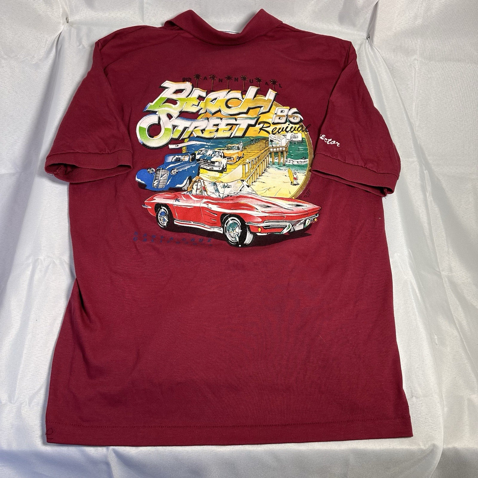 SANTA CRUZ (1986) Car Show Adult 1/4 Button Polo Collared Shirt (XL) “DIRECTOR”