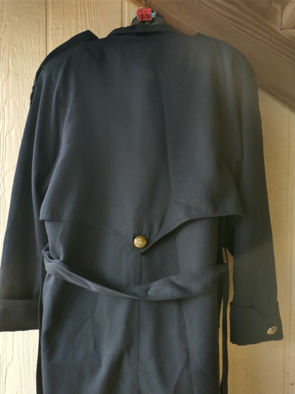 Women’s Vintage J. Gallery Navy Blue Dress Trench Coat Sz 8 Lining Airline Style