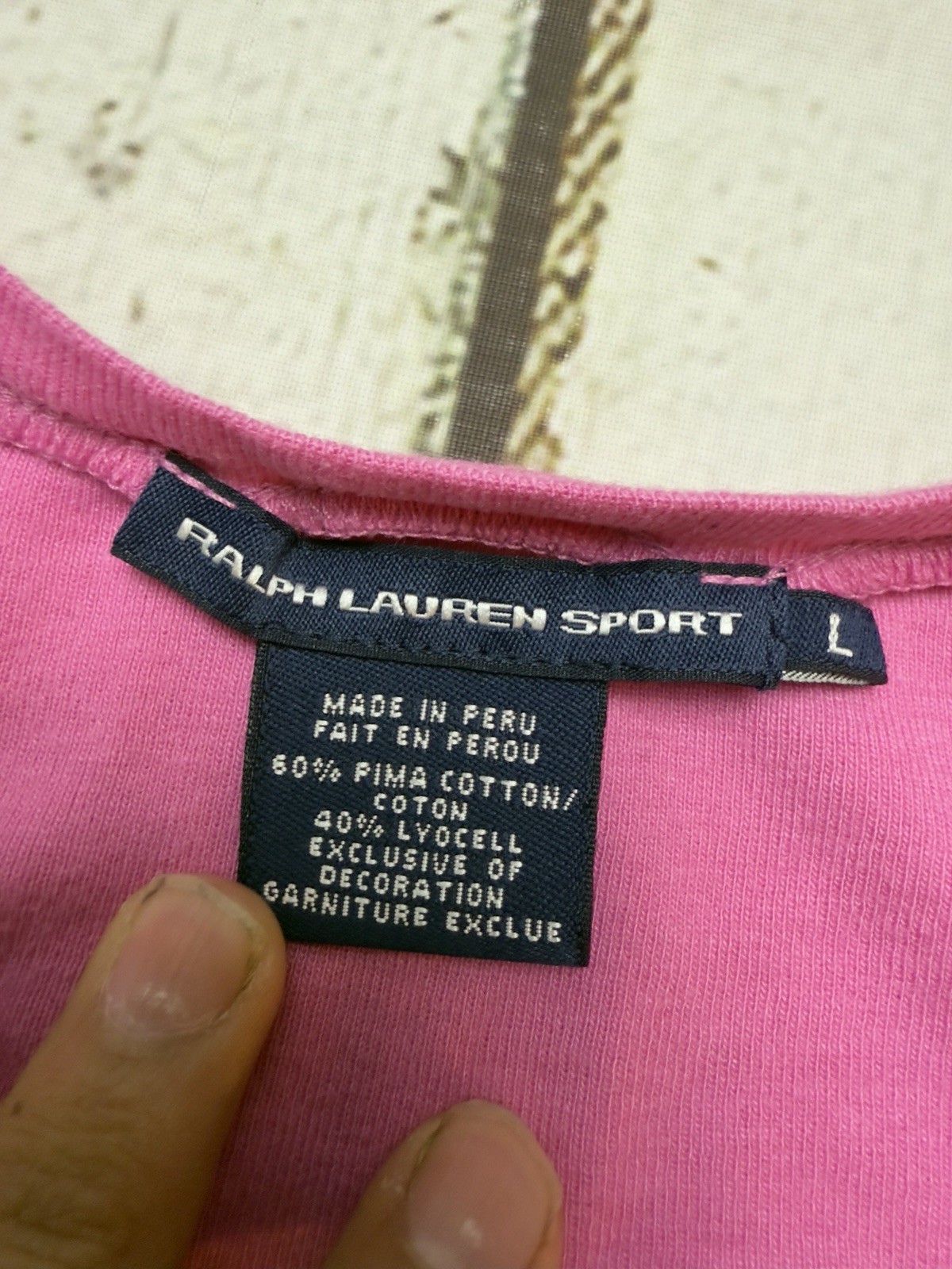 VTG Ralph Lauren Sport Solid Pink 1/2 Sleeve V-Neck Single Stitch T-Shirt – Sz L