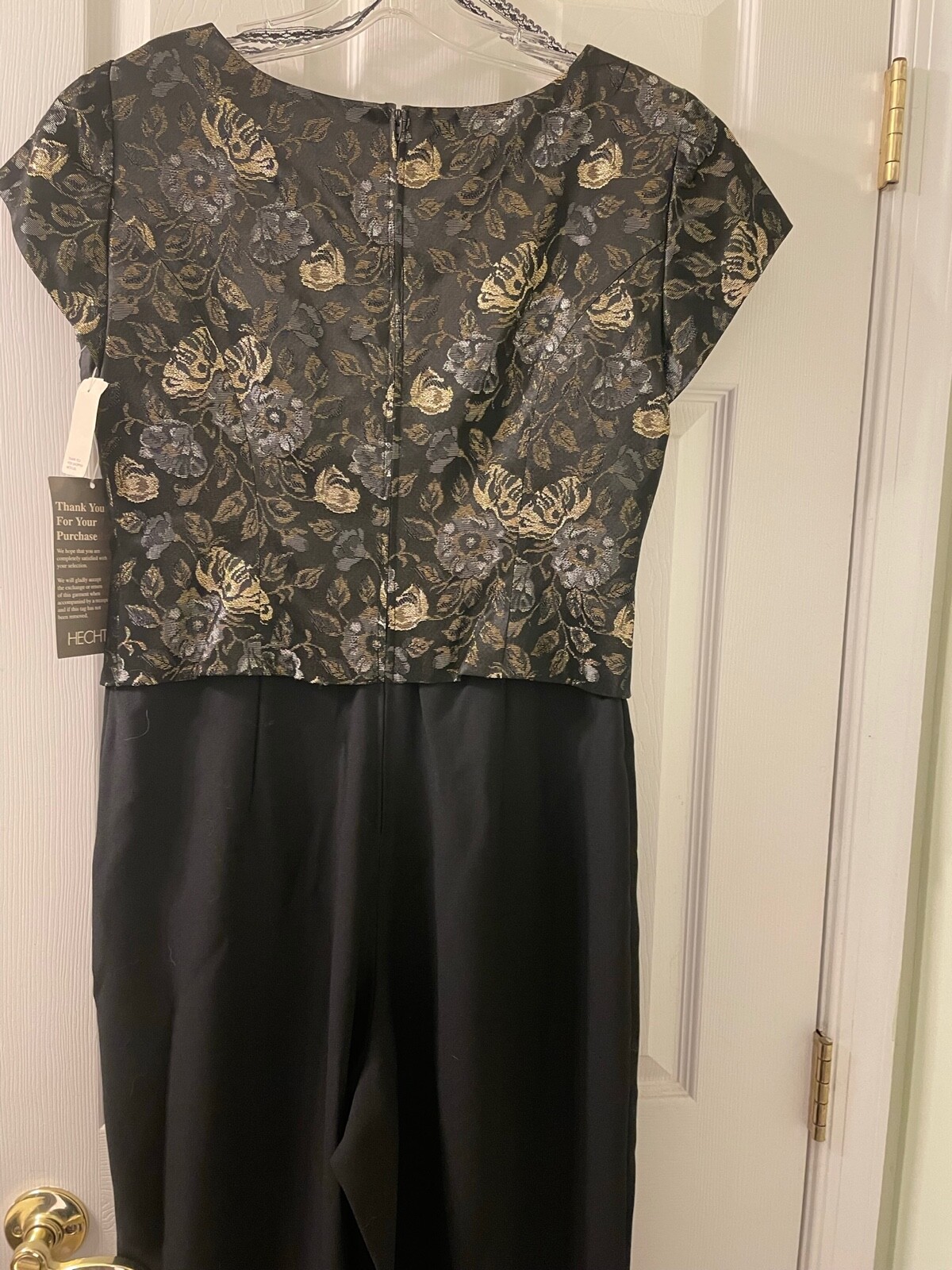 Vintage Hampton Nites Black & Metallic 1980-90s Jumpsuit w/rhinestone Buttons