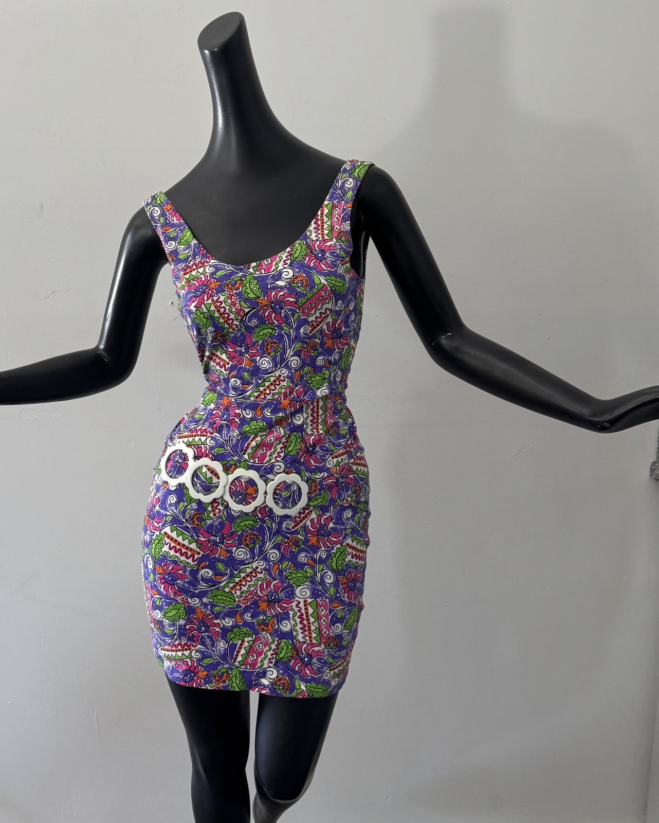 Vtg 80s 90s Contempo Casuals Spandex Tank Top Mini Dress Saved By The Bell