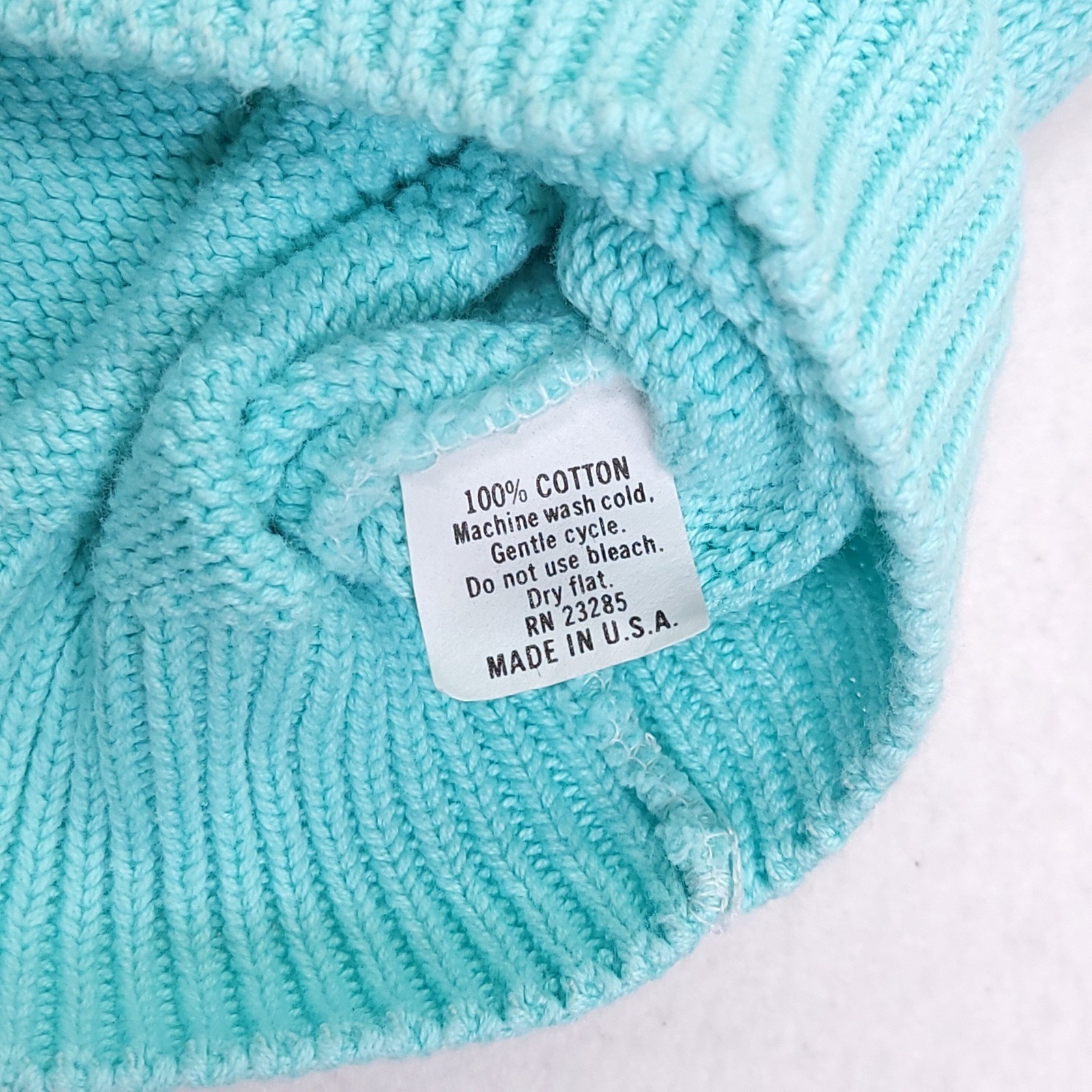 Vintage Adele Knitwear Turquoise Aqua Blue Cotton Button Front Sweater Vest USA