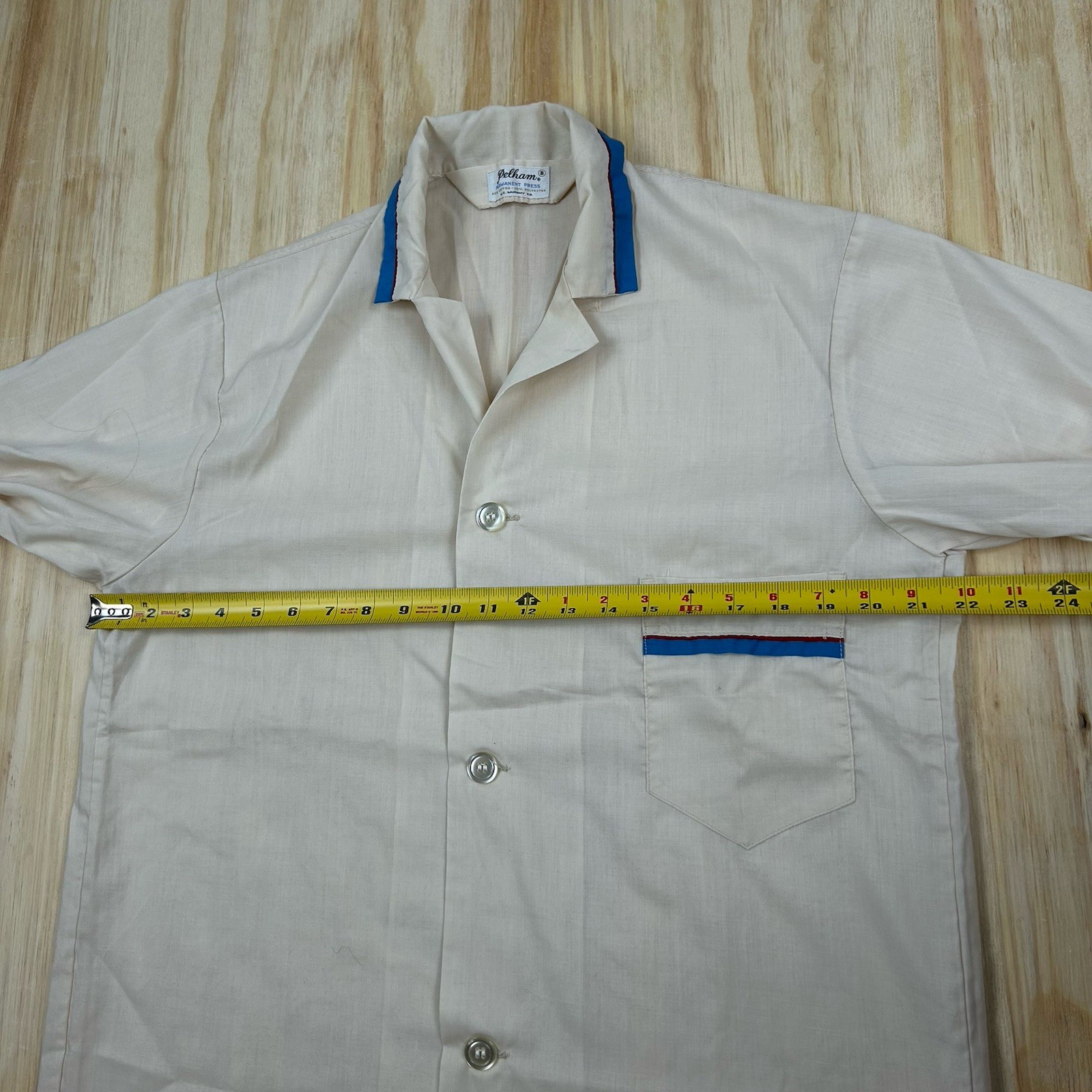 True Vintage Pelham Women’s Shirt Blouse 70s Retro Collar Trim Multicolor USA B