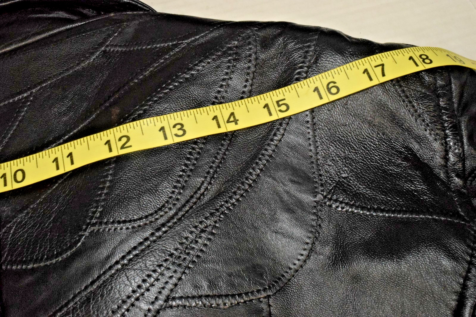 Vintage Leather Jacket Leather Works Size XXL 90s L Glossy Black Patchwork