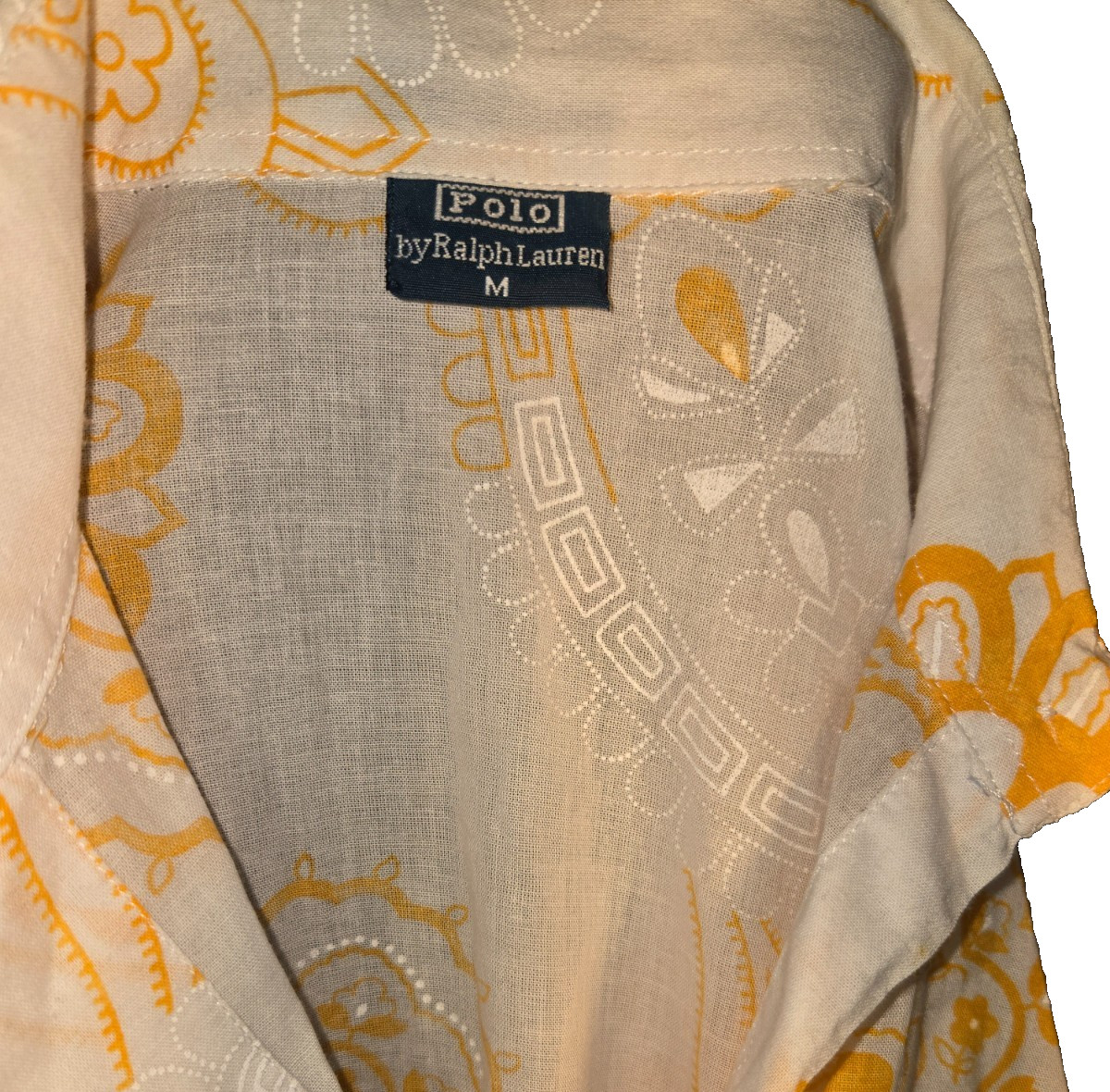 Vintage STYLE 70s Polo Ralph Lauren. Women’s Blouse Yellow Paisley, Long Sleeve