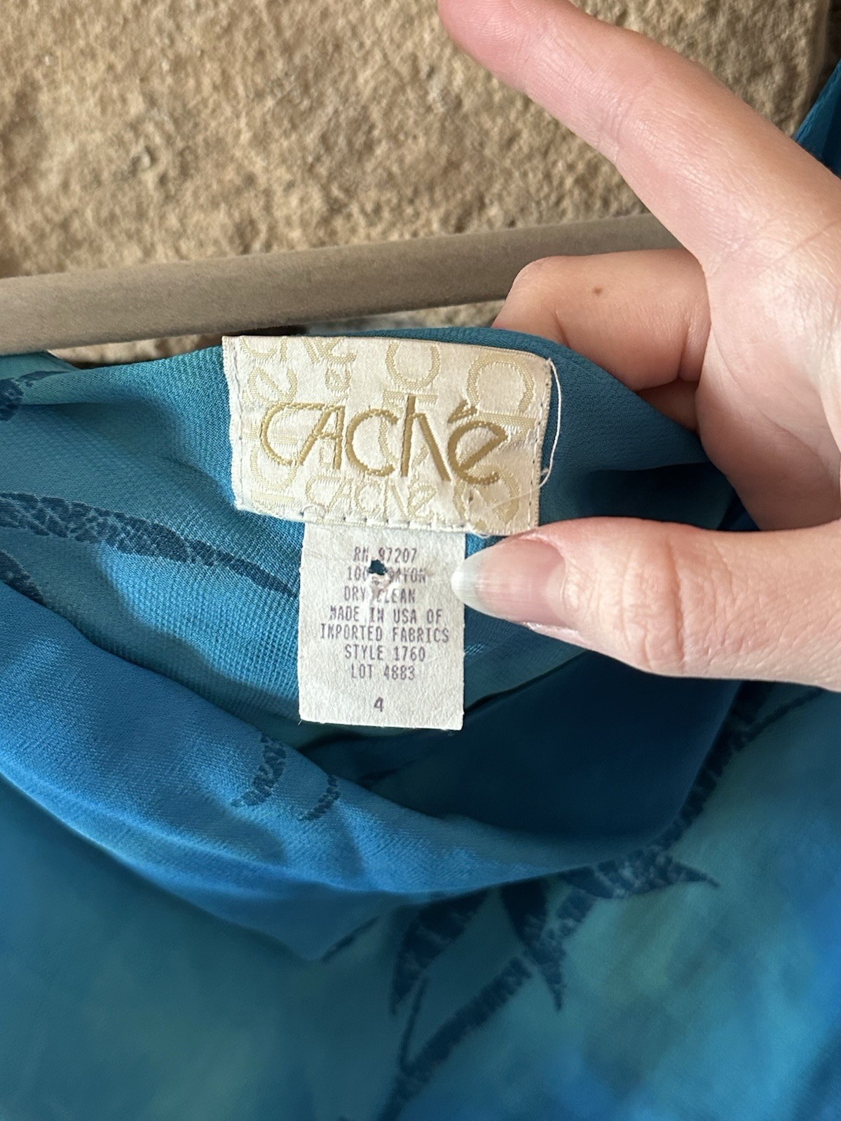 VTG Caché 80s/90s 2pc Set Blue Hawaiian Beach Skirt & Top Sz 4 Womens Rayon Y2K