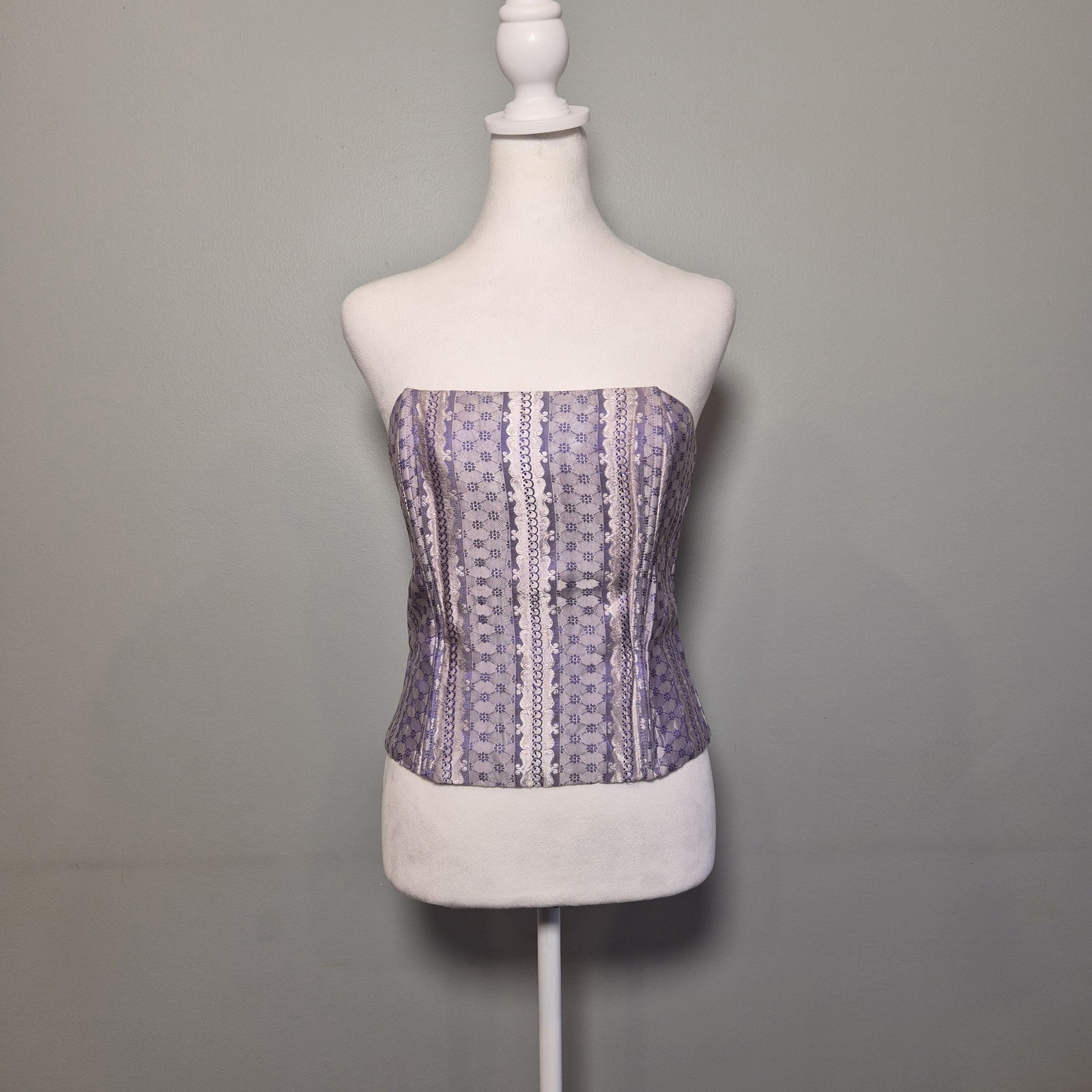 Gunne Sax Vintage Y2K Metallic Iridescent Lilac Twee Fairycore Whimsy Ren Corset