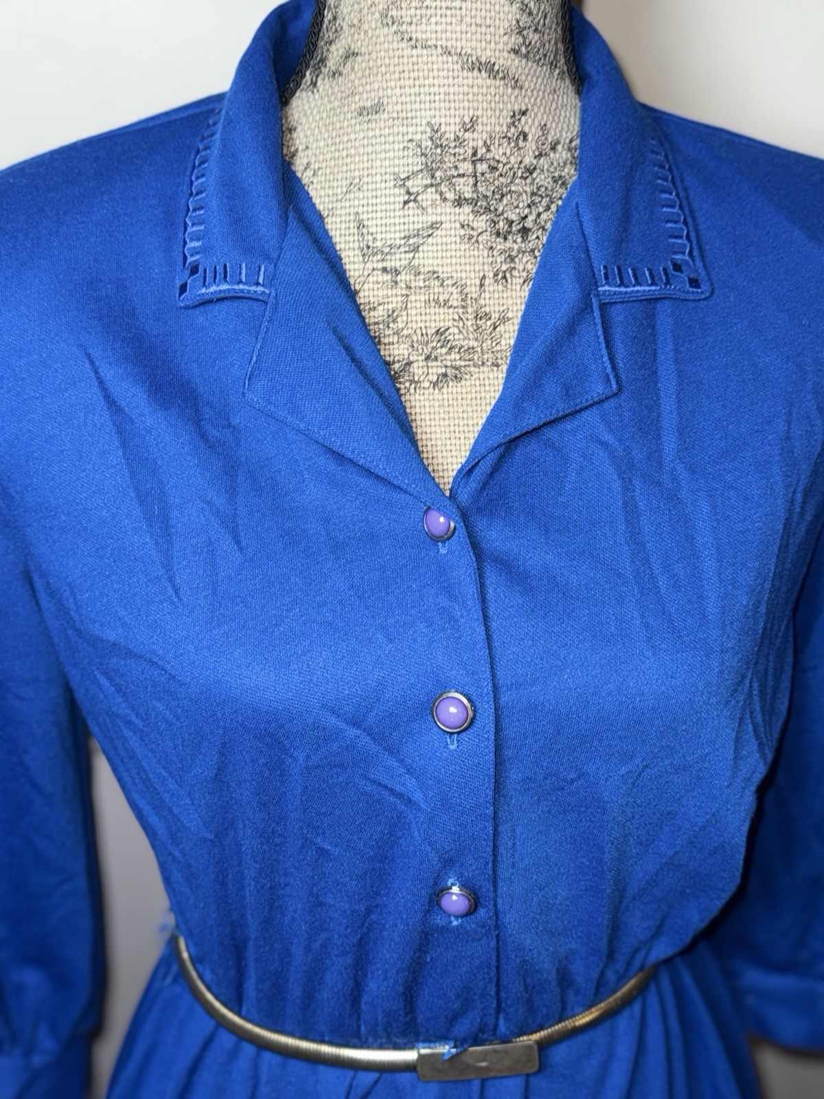 California Looks Collared Swing Mod Blue 60s Dress Size Medium Women’s Fashion