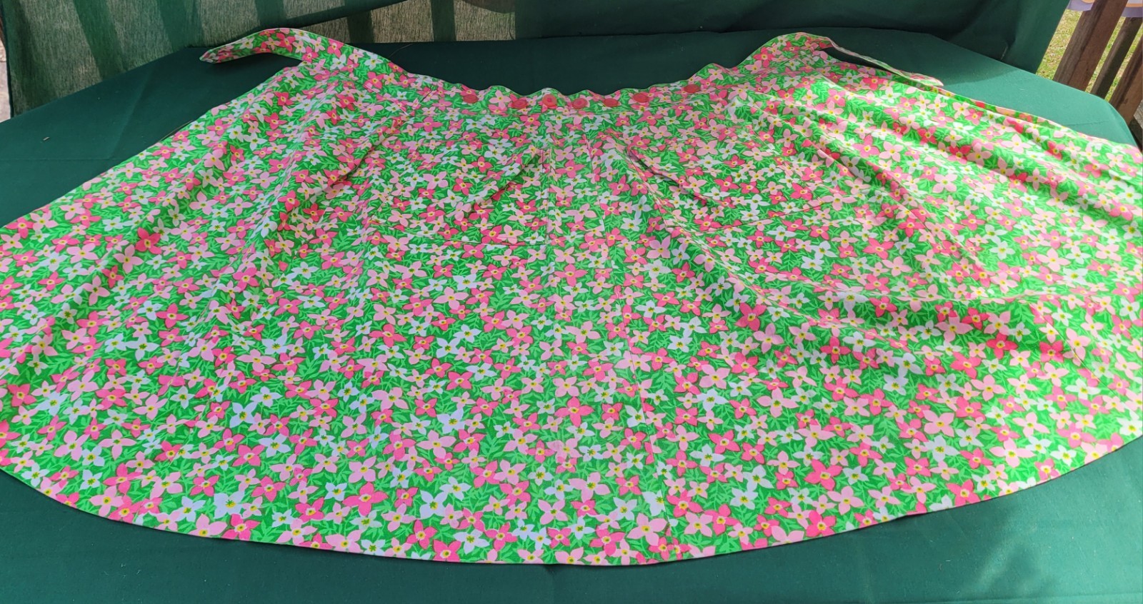 Vintage Lombardi Floral Print Skirt Type Apron X Small A-Line Adjustable Pockets