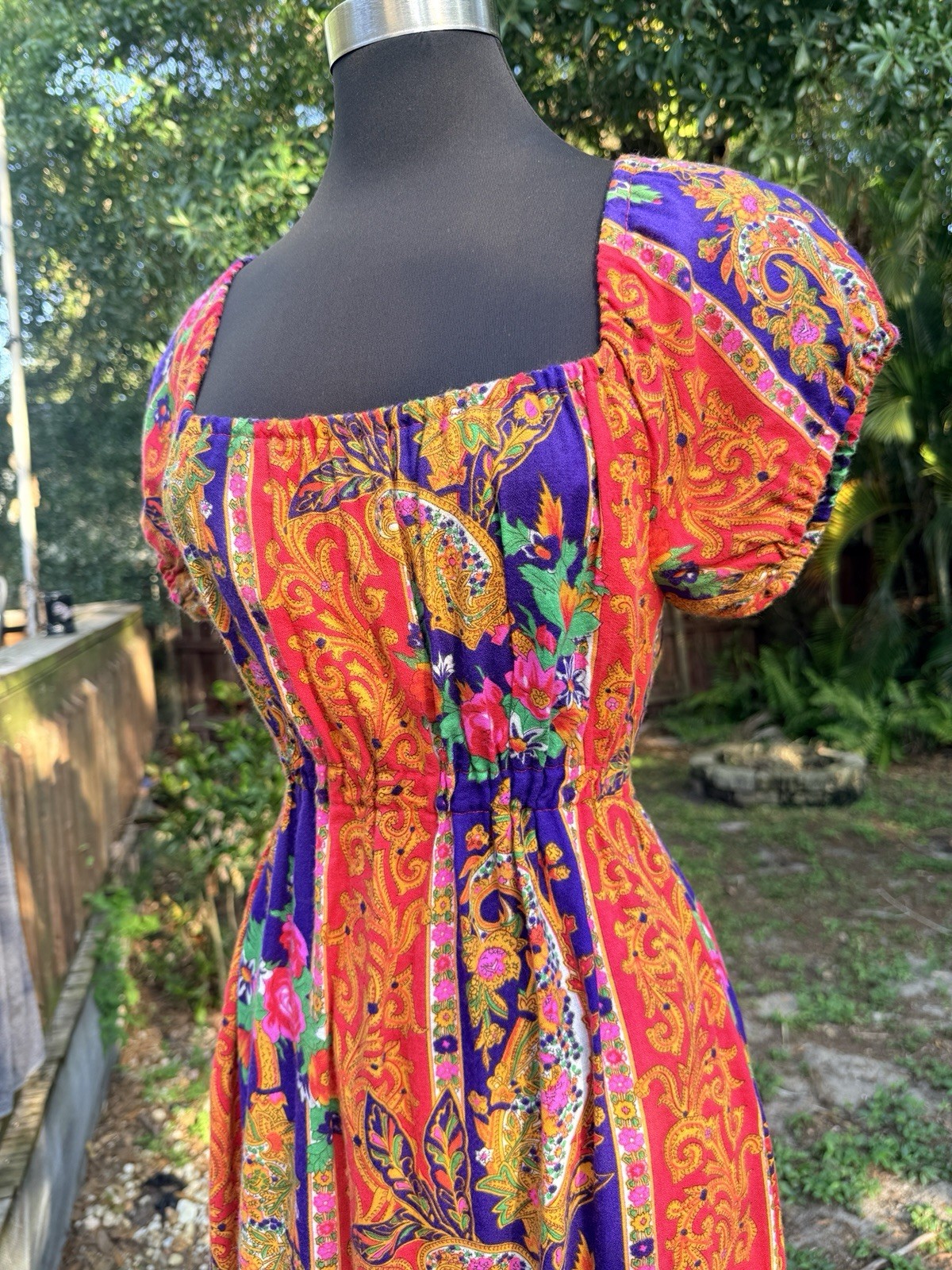 Vintage 1970s Cracker Jax Floral Paisley Boho Maxi Dress