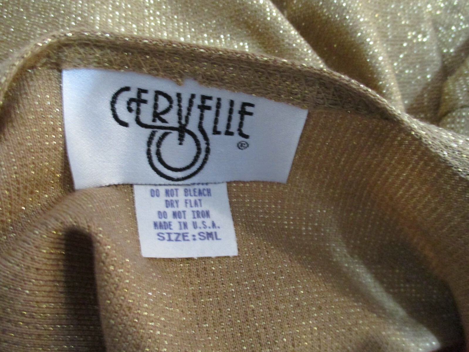 90’s Cervelle Sparkly Metallic Sweater Size Small Made in USA Dark Gold