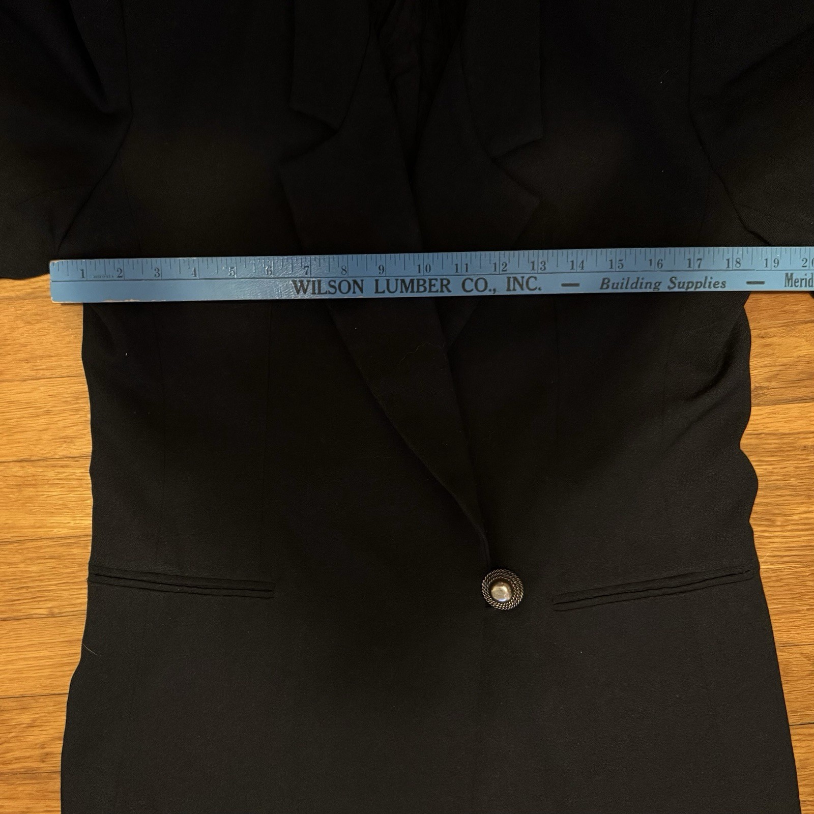 VTG Black Blazer Jacket Sz 12 P Petite 90s Shoulder Pads Chad Stevens