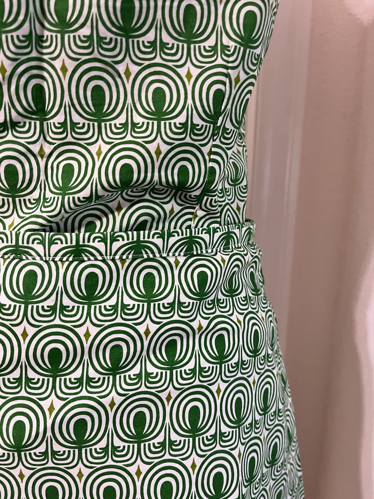 Vintage CH. IND. Green Top & Skirt Set, Cotton, Made In France, Size 36